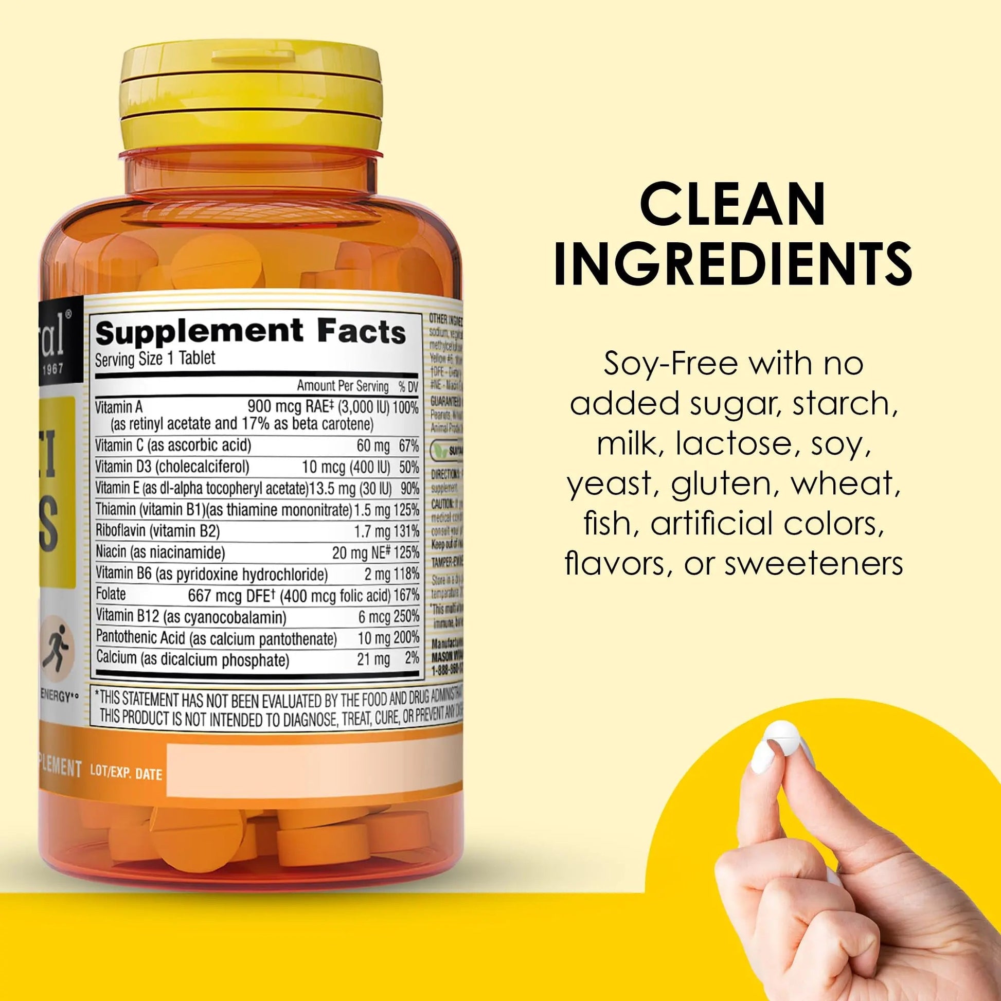 MASON NATURAL Mini Multi Vitamins, Vitamins A, C, D3, E, B1, B2, B3, B6, B12, Folate and Calcium for Overall Health, 1 Year Supply MASON NATURALAu supplements
