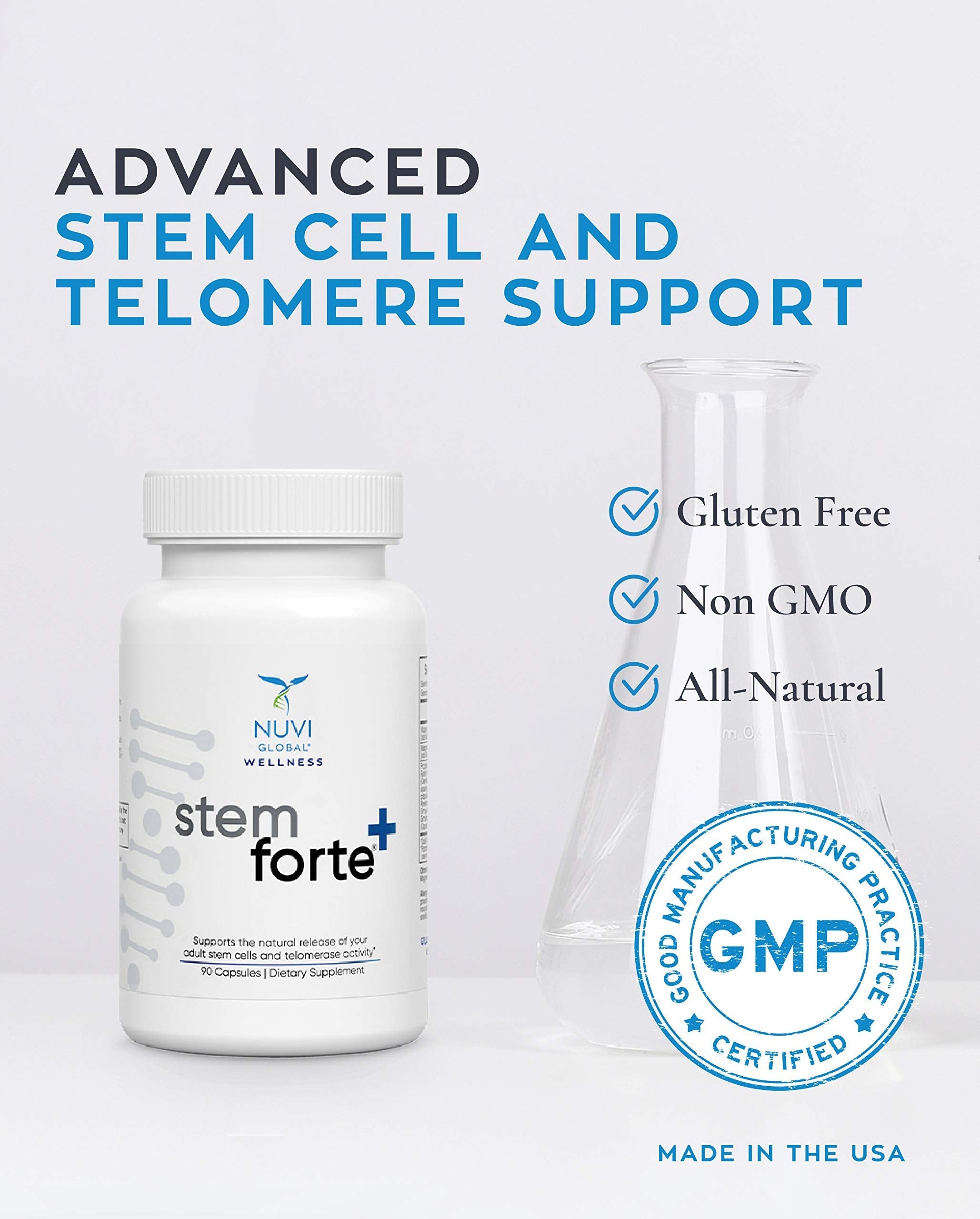 NuVi Global Stemforte Plus Stem Cell and Telomere Supplements – Cell Regeneration, Cell Growth & Telomere Support for Healthy Aging & Cellular Health – 90 Capsules for Men & Women NuVi GlobalAu supplements