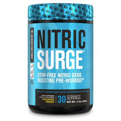 Nitric Surge Stim Free Pre Workout Powder - Caffeine Free Nitric Oxide Supplement Jacked FactoryUS supplements