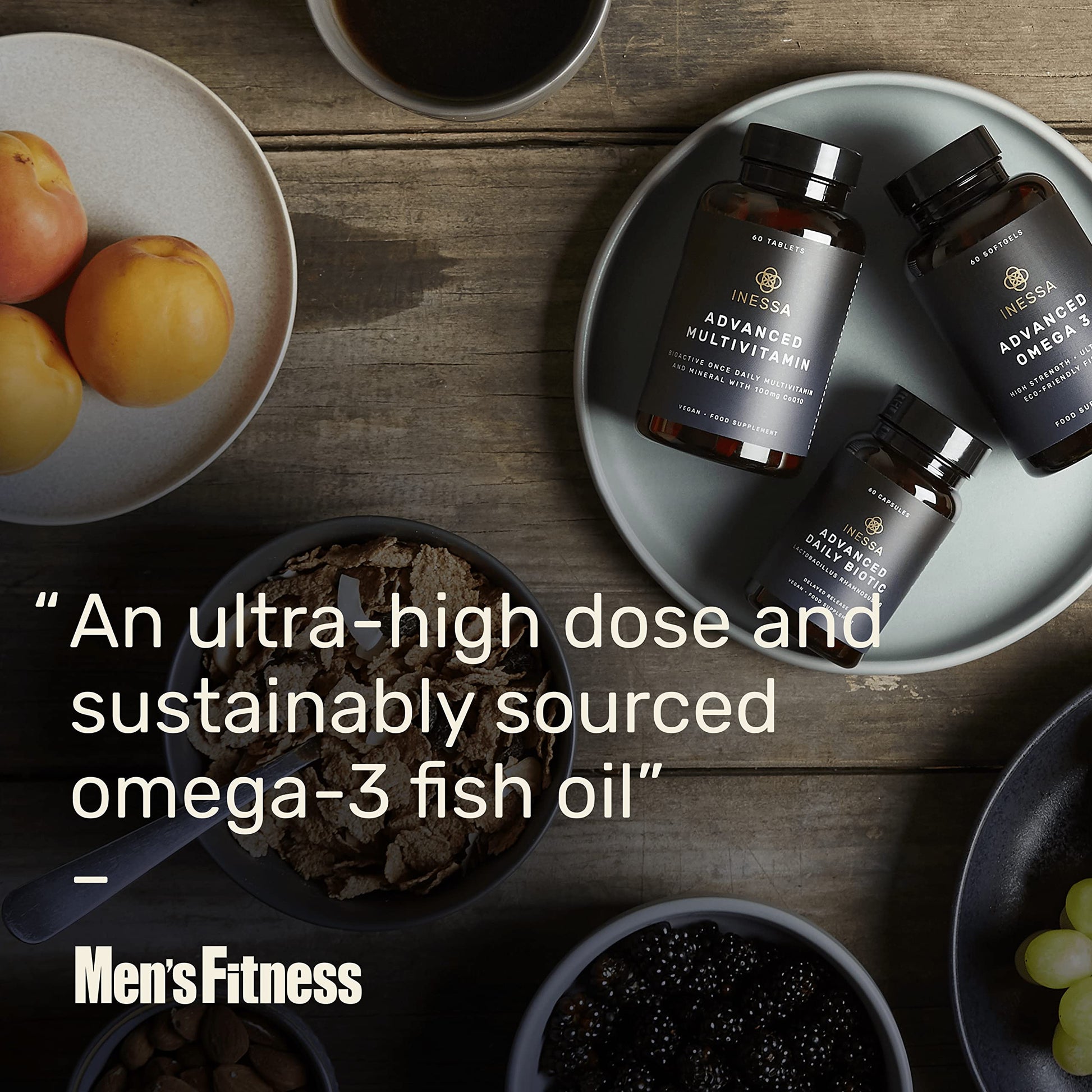 Omega 3 Fish Oil 1200mg (480mg EPA/360mg DHA per capsule) High Strength, Ultra Pure InessaUS supplements