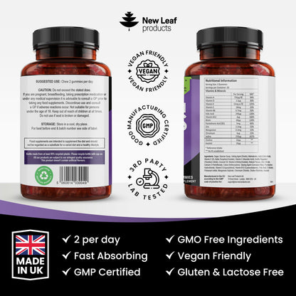 Multivitamin Gummies High Strength for Men Women - Vegetarian +14 Essential Vitamins NEW LEAF PRODUCTSUS supplements