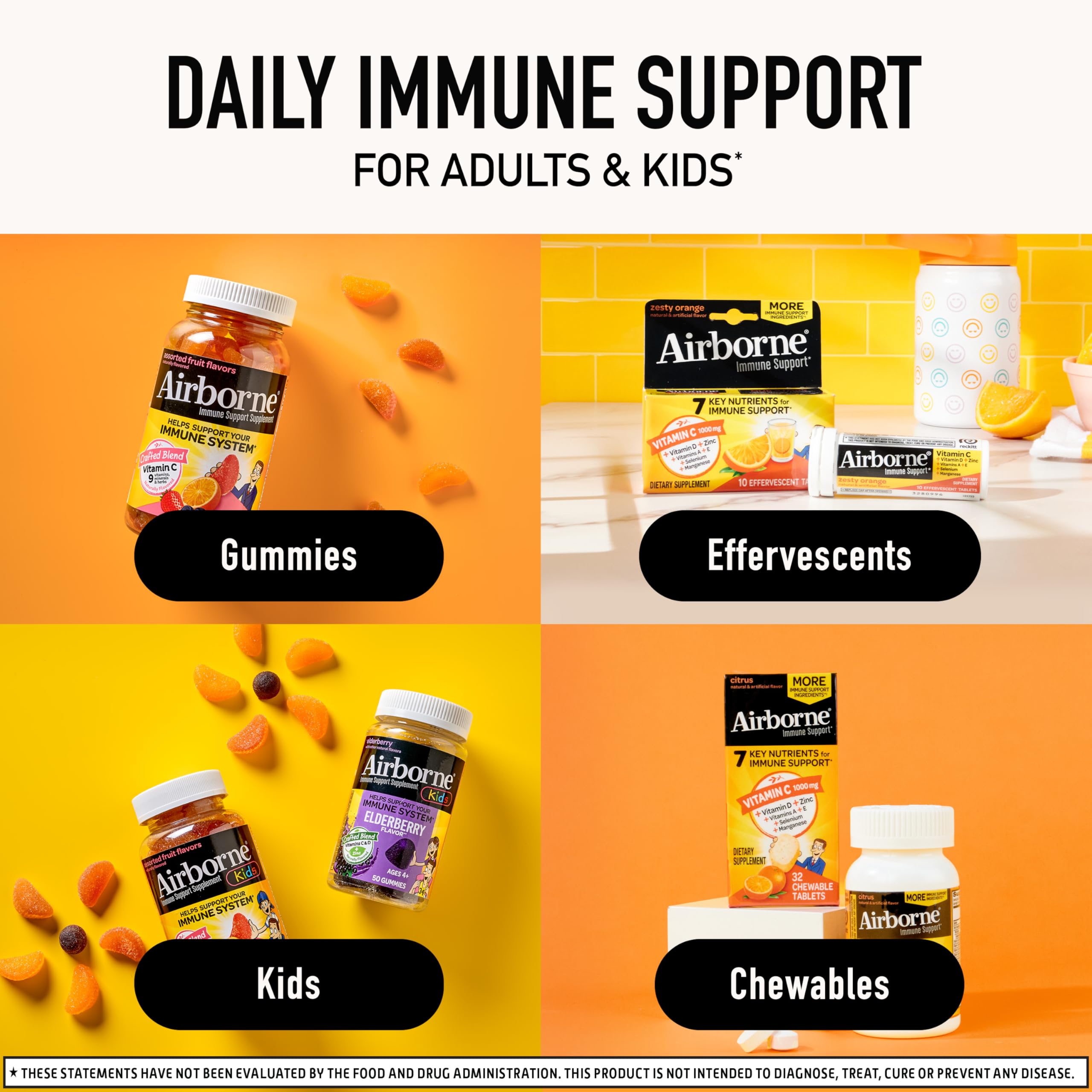 Vitamin C 1000mg (per serving) - Airborne Very Berry Effervescent Tablets (36 count in a box), Gluten-Free Immune Support Supplement, With Vitamins A C E, ZINC, Selenium, Echinacea & Ginger AirborneAu supplements