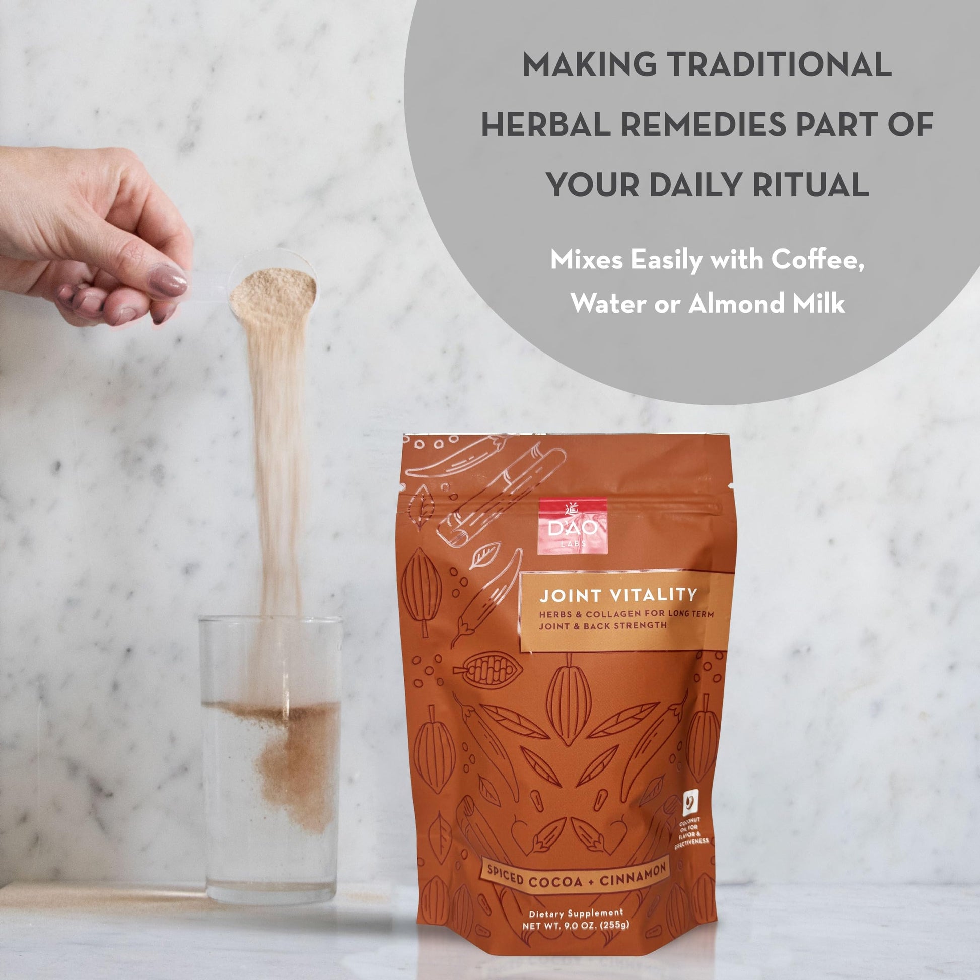D'AO Labs Joint Vitality Powder - Joint Support - Du Huo Ji Shen Tang Traditional Chinese Herbal - Increased Mobility & Flexibility - Spiced Cocoa & Cinnamon Flavor - 15 Servings DAO LabsAu supplements