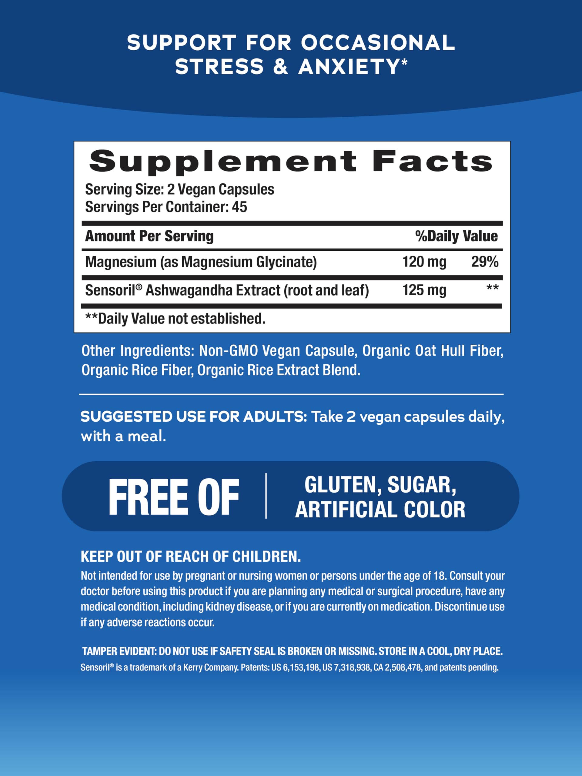Natural Vitality Calm Ashwagandha + Magnesium Glycinate Capsules | Support for Occasional Stress & Anxiety | Gluten Free Supplement | 90 Count Natural VitalityAu supplements