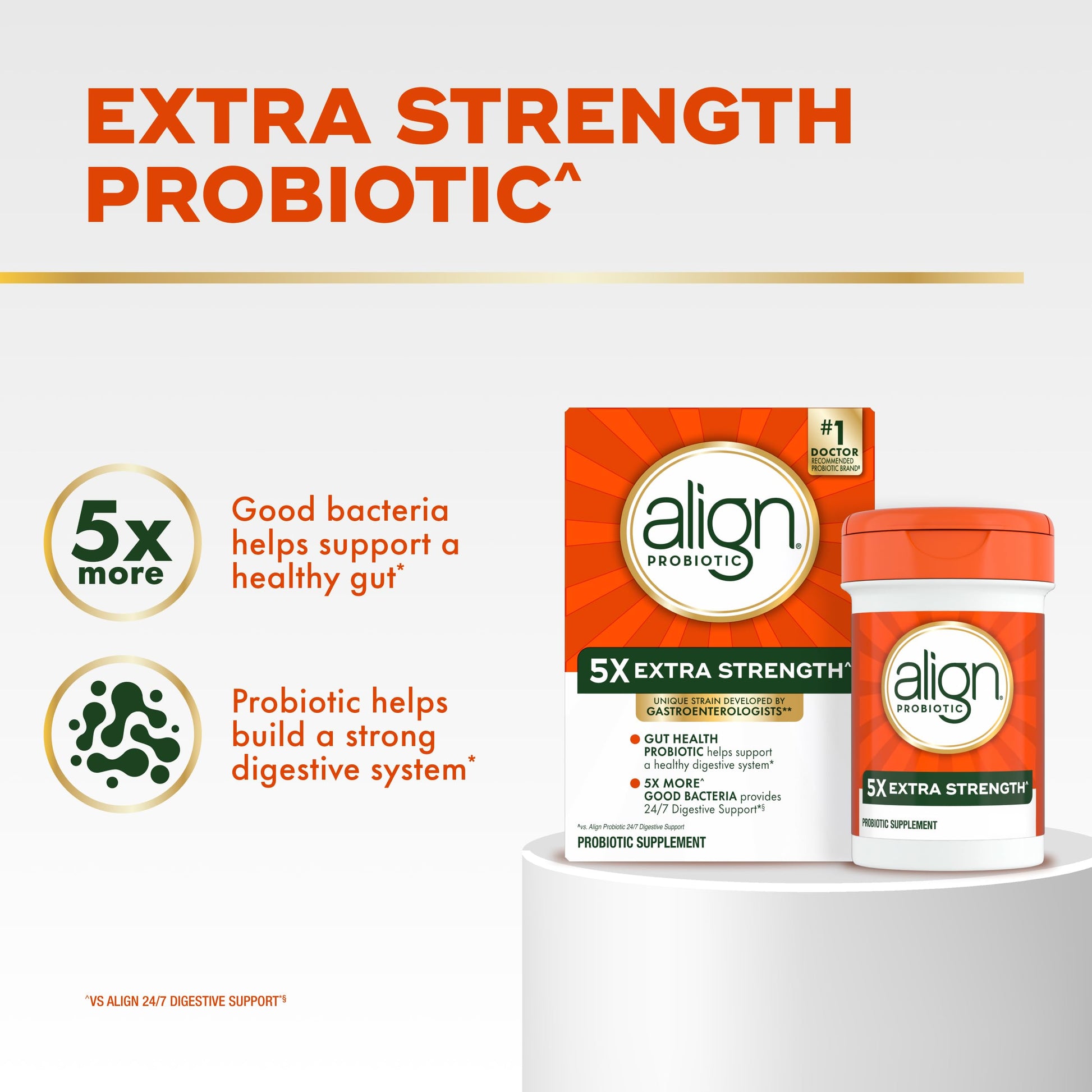 Align Probiotic, Extra Strength, Probiotics for Women and Men, Probiotics for Men, Probiotic Capsules have 5X CFUs, 42 Capsules AlignAu supplements