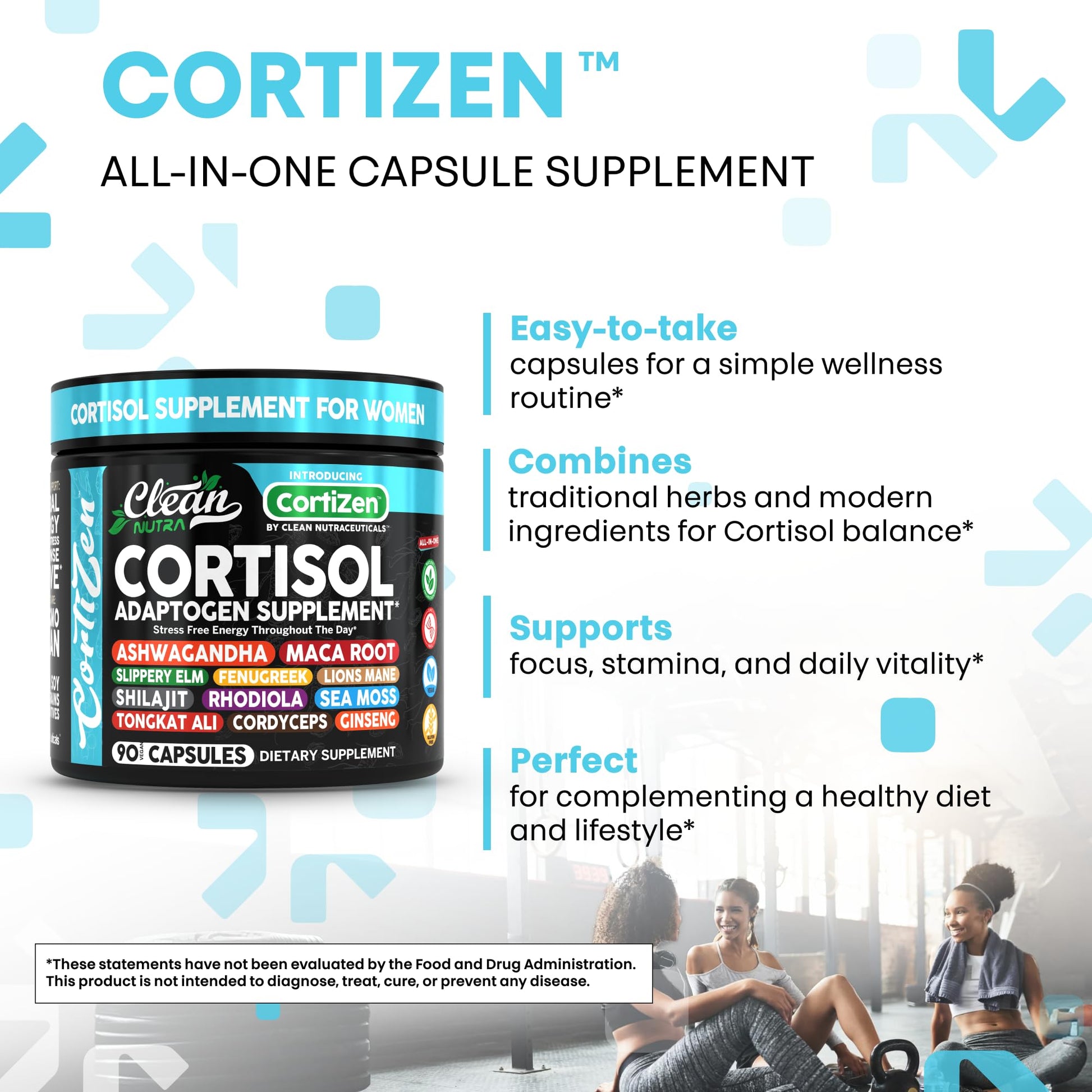 Clean Nutra Cortisol Supplements For Women | Maca Root Ashwagandha Cortisol Detox Manager Reducer + Slippery Elm Fenugreek Lions Mane Shilajit Rhodiola Sea Moss Tongkat Ali Cordyceps Ginseng Beet Root Clean NutraceuticalsAu supplements
