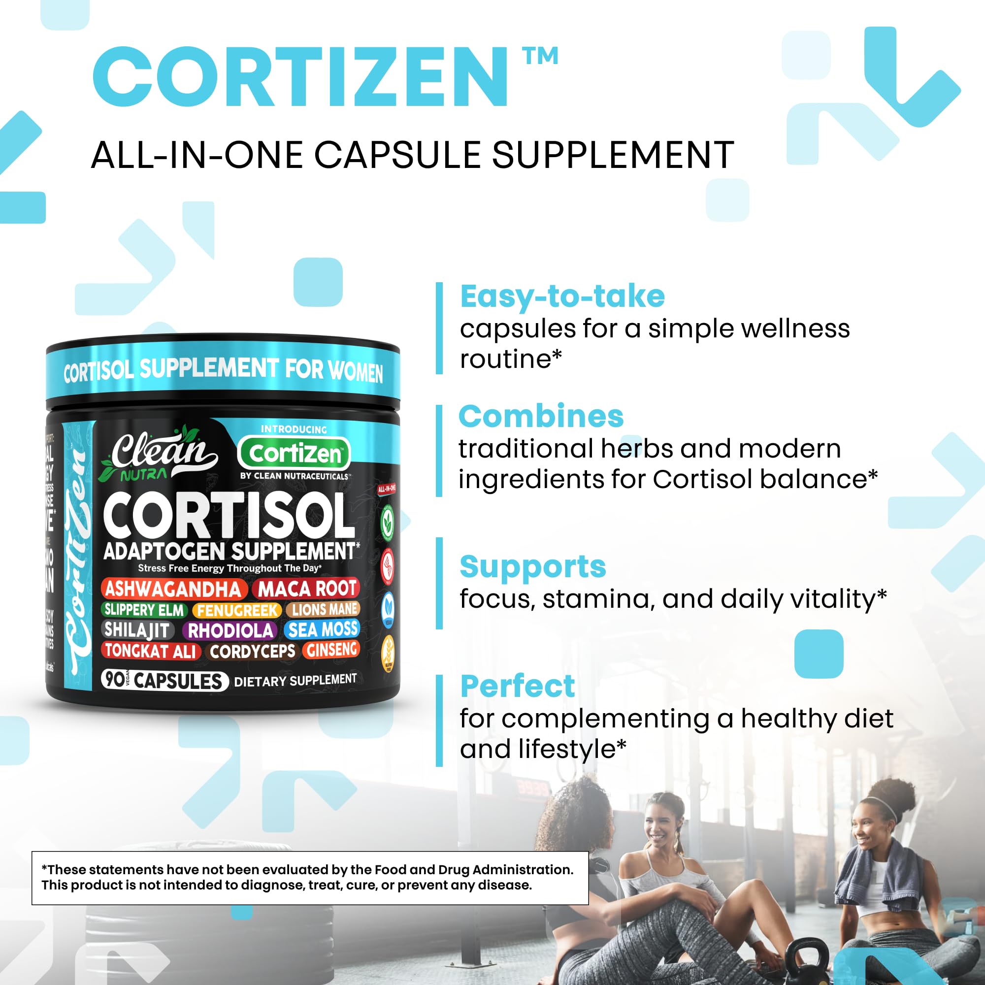 Clean Nutra Cortisol Supplements For Women | Maca Root Ashwagandha Cortisol Detox Manager Reducer + Slippery Elm Fenugreek Lions Mane Shilajit Rhodiola Sea Moss Tongkat Ali Cordyceps Ginseng Beet Root Clean NutraceuticalsAu supplements