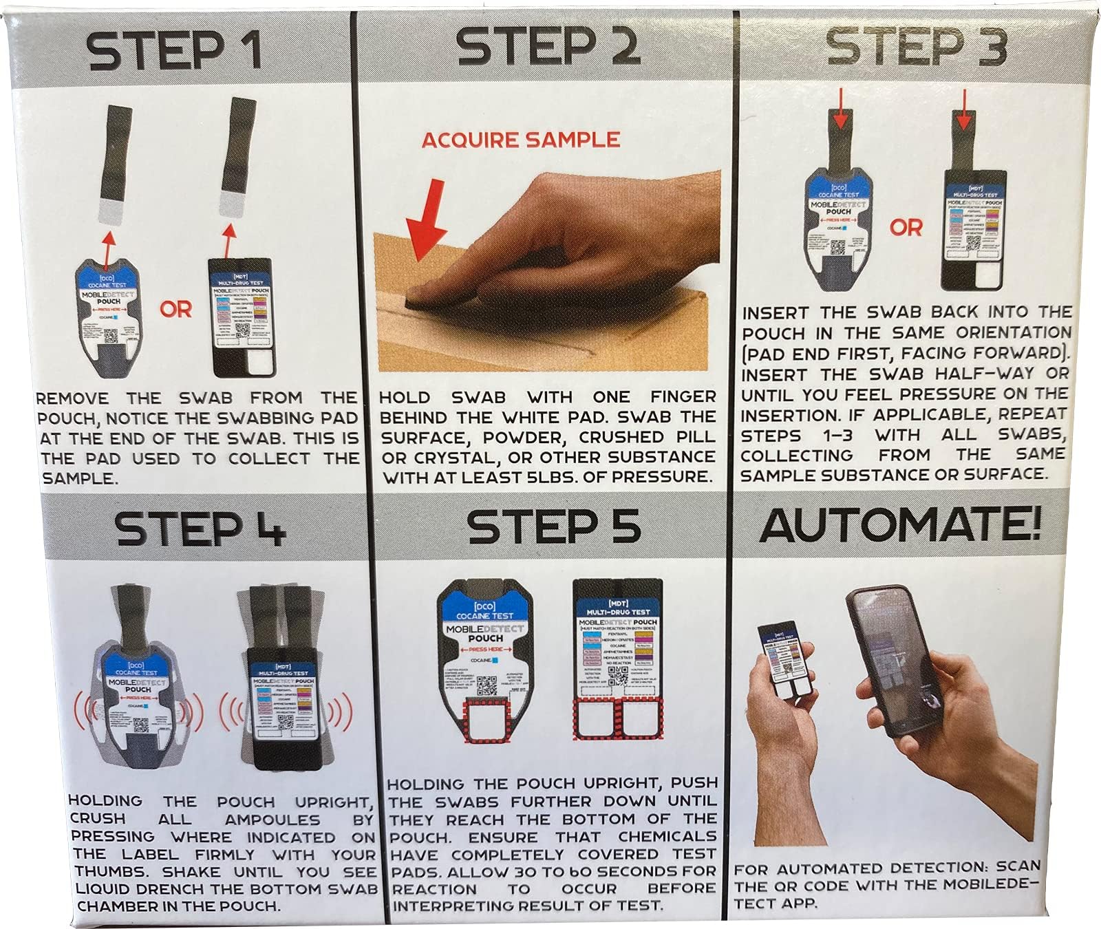 MobileDetect Pouch Residue Detection Multi-Drug Test Kit - Rapid Surface Residue Detector MobileDetect PouchAu supplements