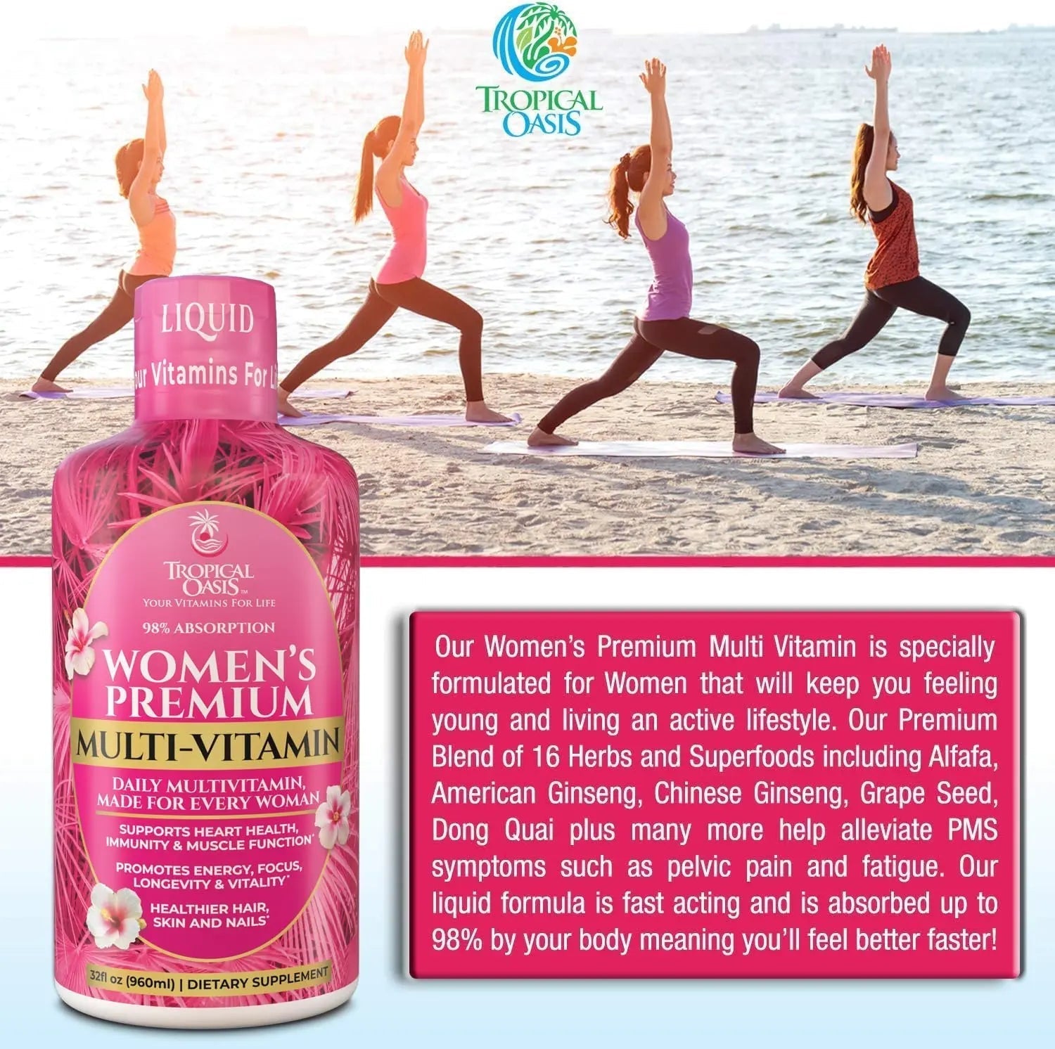 Premium Liquid Multivitamin for Women | Sugar Free Women’s Multivitamin | 100+ Vitamins, Minerals Tropical OasisAu supplements