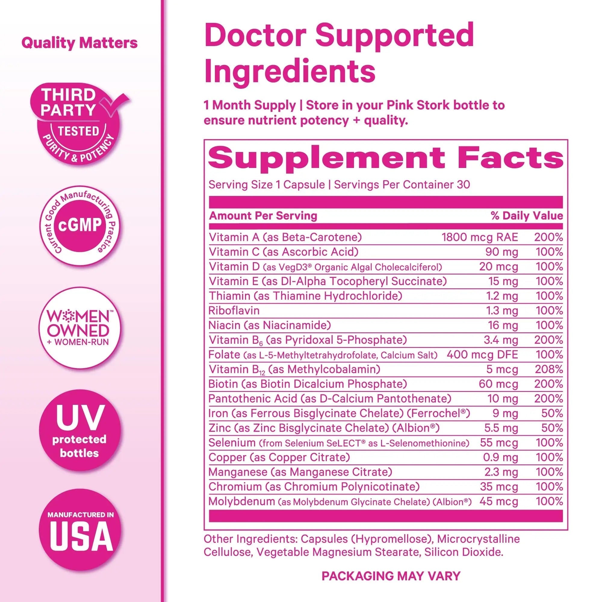 Pink Stork Total Women's Multivitamin - 19 Essential Vitamins for Women & Nutrients – Energy, Metabolism, Hormone, Immune & Mood Support Pink StorkAu supplements