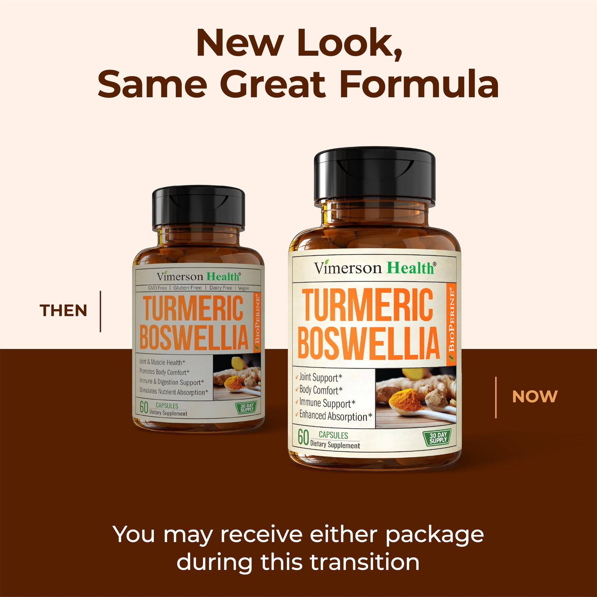 Turmeric Supplement w/Boswellia Serrata – Daily Support for Joint Health & Comfort – Organic Turmeric Curcumin Powder, Bioperine for Enhanced Absorption & Ginger Root – 60 Boswellia Extract Capsules Vimerson HealthAu supplements