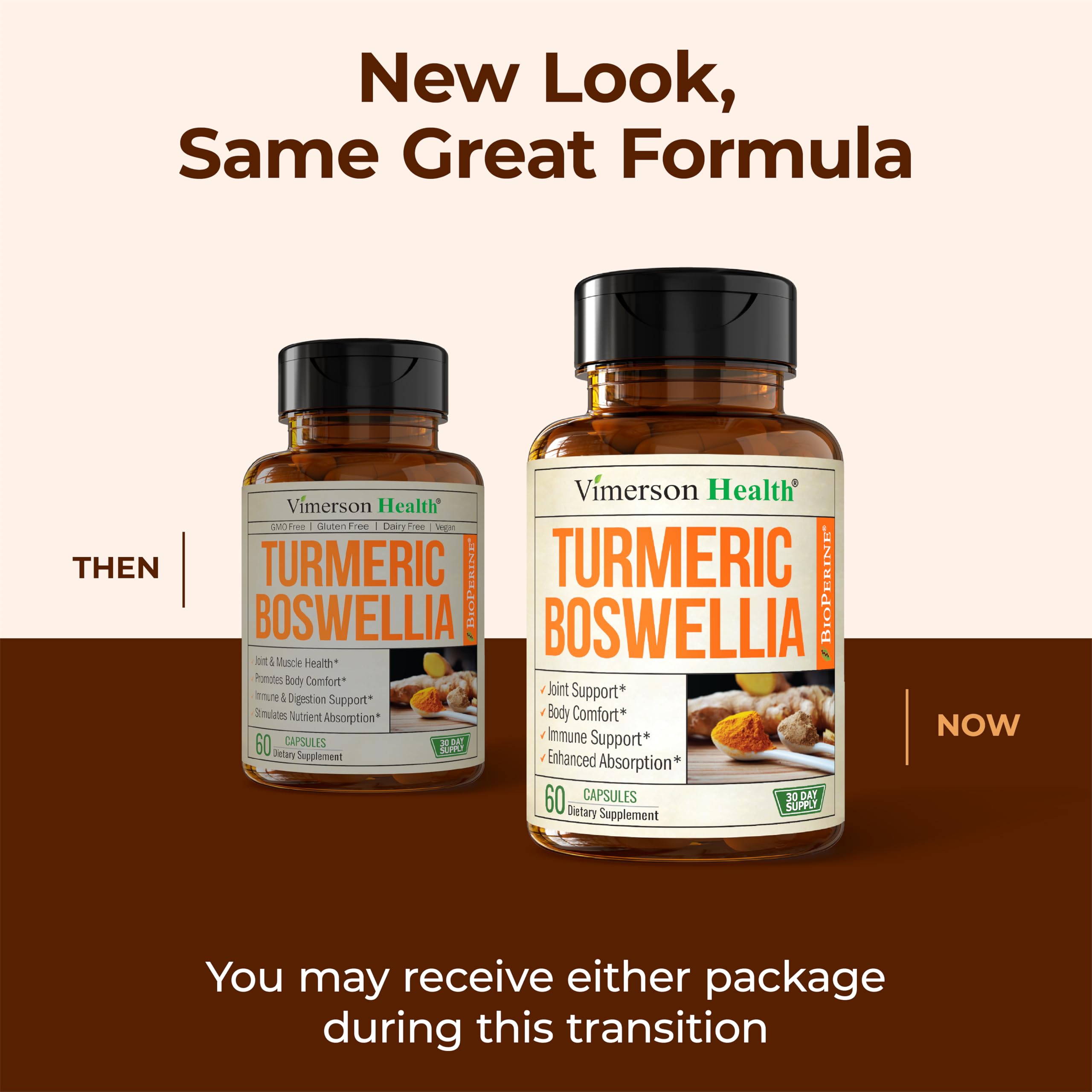 Turmeric Supplement w/Boswellia Serrata – Daily Support for Joint Health & Comfort – Organic Turmeric Curcumin Powder, Bioperine for Enhanced Absorption & Ginger Root – 60 Boswellia Extract Capsules Vimerson HealthAu supplements