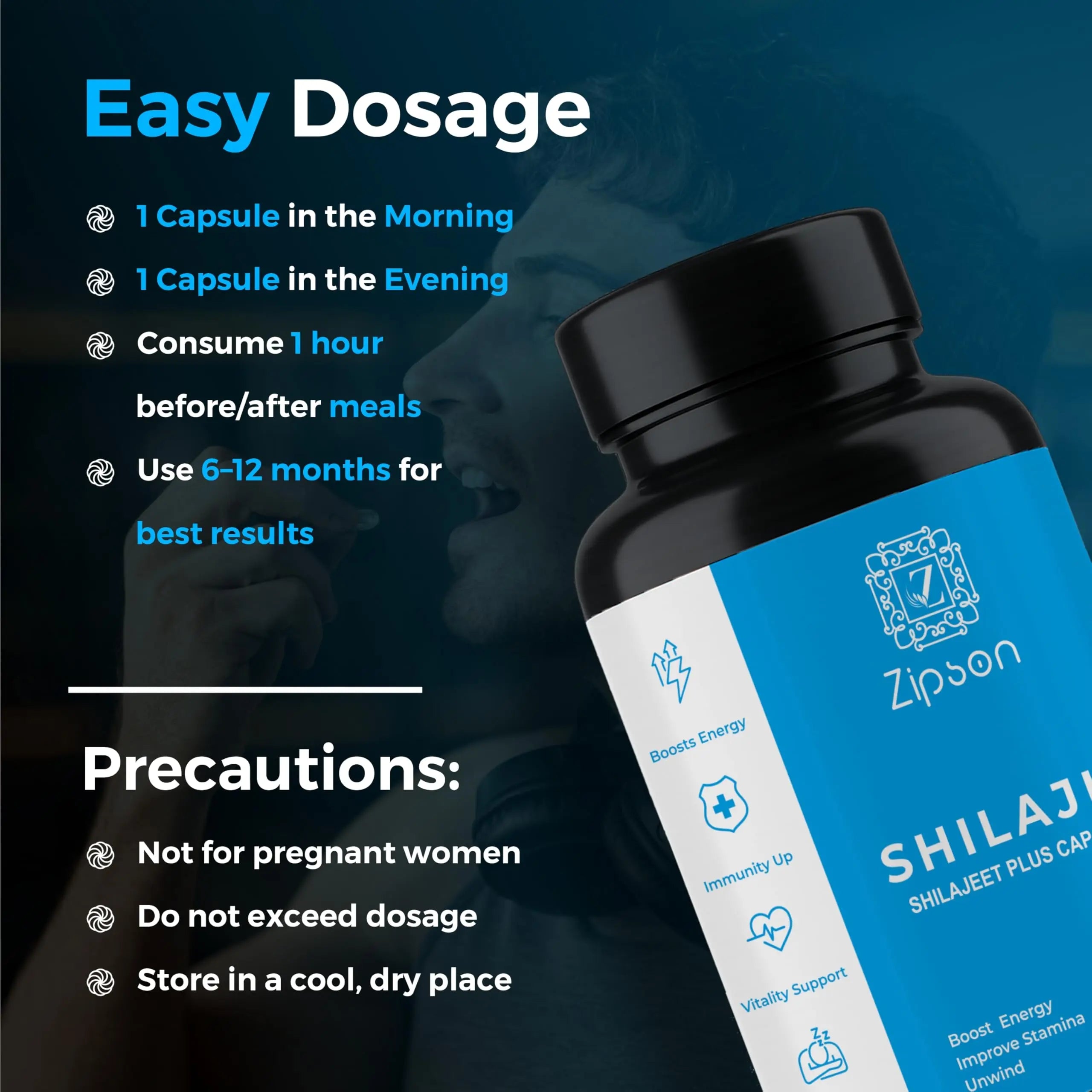 ZIPSON Shilajit for Men & Women | 90 Capsules | Himalayan Formula for Extra Power, Stamina & Immune Support | with Natural Fulvic Acid | Non-GMO | 500mg Per Serving ZIPSONnz supplements