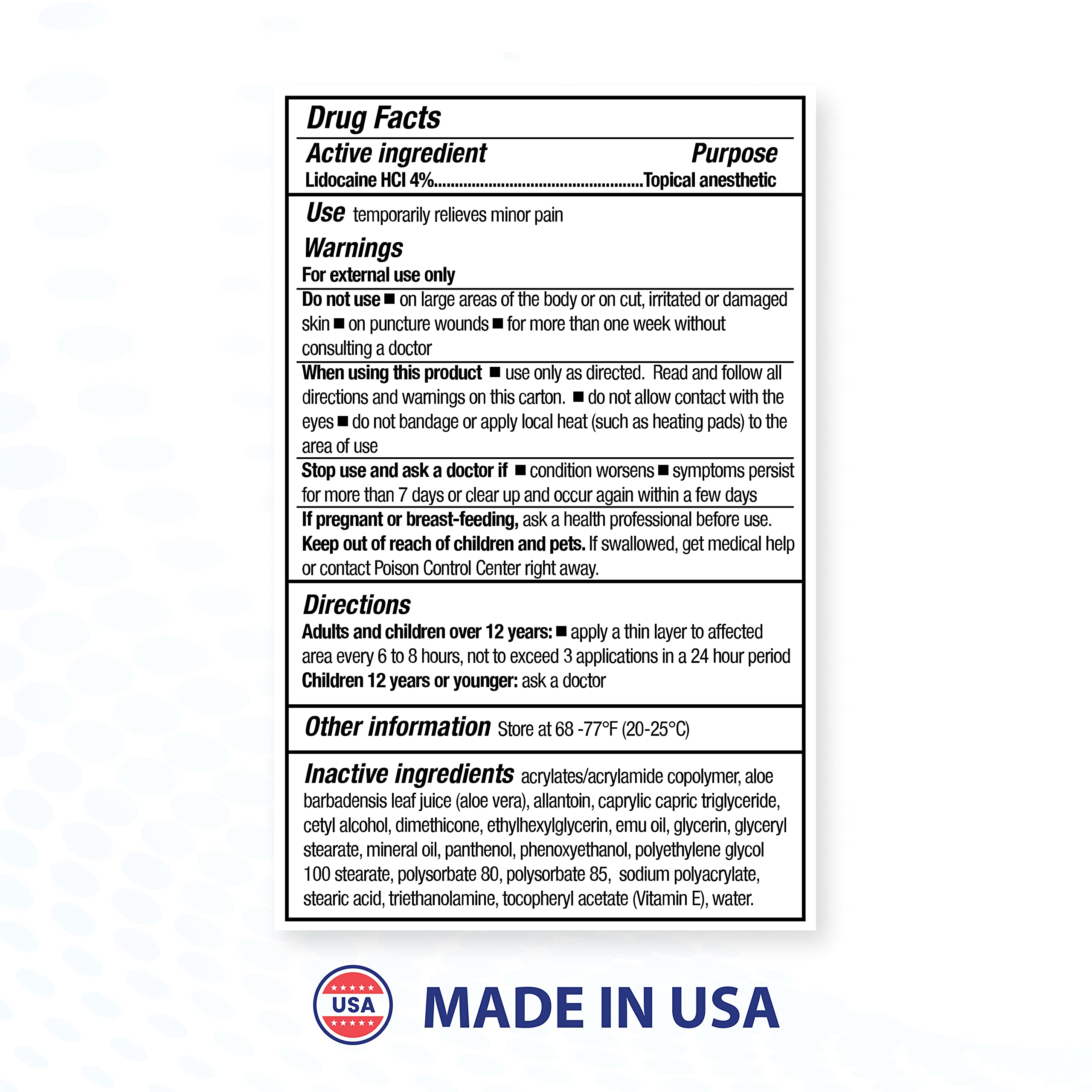 BLUE-EMU Lidocaine Pain Relief Cream for Fast, Numbing Relief, 2.7 Oz, 1 Pack BLUE-EMUAu supplements