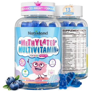 Kids Methylated Multivitamin - MTHFR Multivitamin for Kids & Teens 4+, L Methylfolate & B12, 13 Vitamins, Vegan Omega-3 NATISLANDAu supplements
