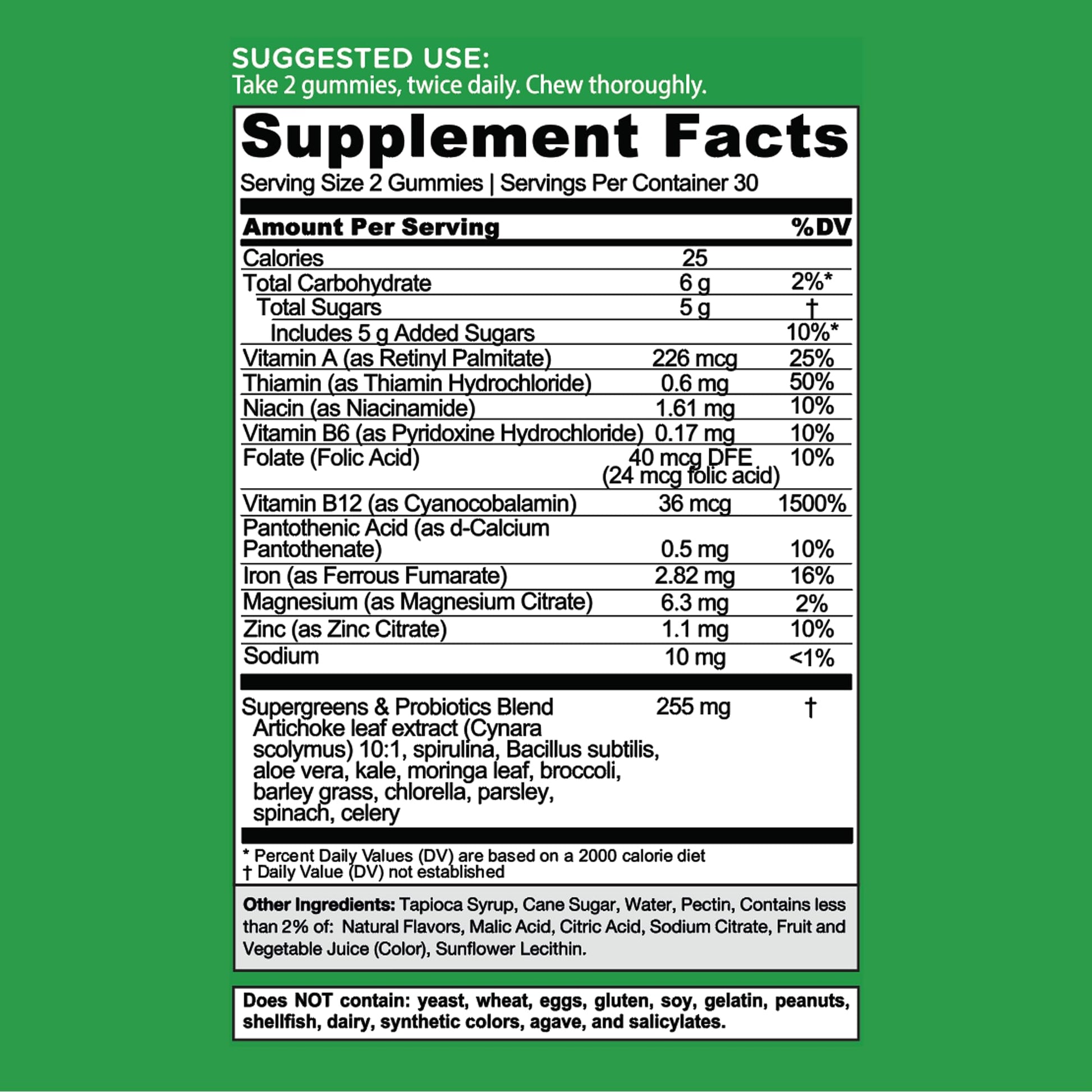 Goli Supergreens Gummies with Probiotics - Artichoke Leaf Extract, Spirulina, Kale, Vitamins A, B6, B12 - Vegan, Gluten-Free, Non-GMO GoliAu supplements