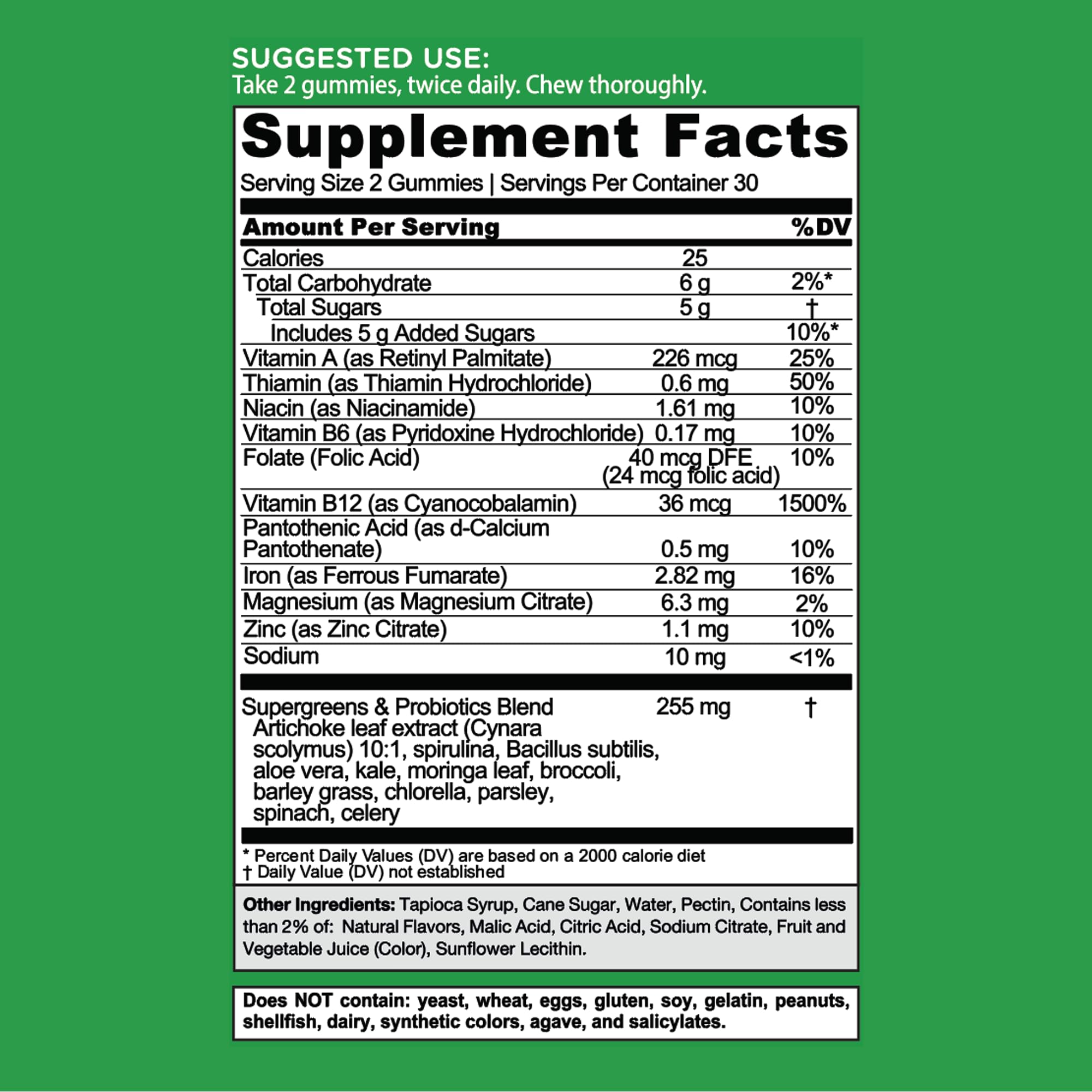 Goli Supergreens Gummies with Probiotics - Artichoke Leaf Extract, Spirulina, Kale, Vitamins A, B6, B12 - Vegan, Gluten-Free, Non-GMO GoliAu supplements