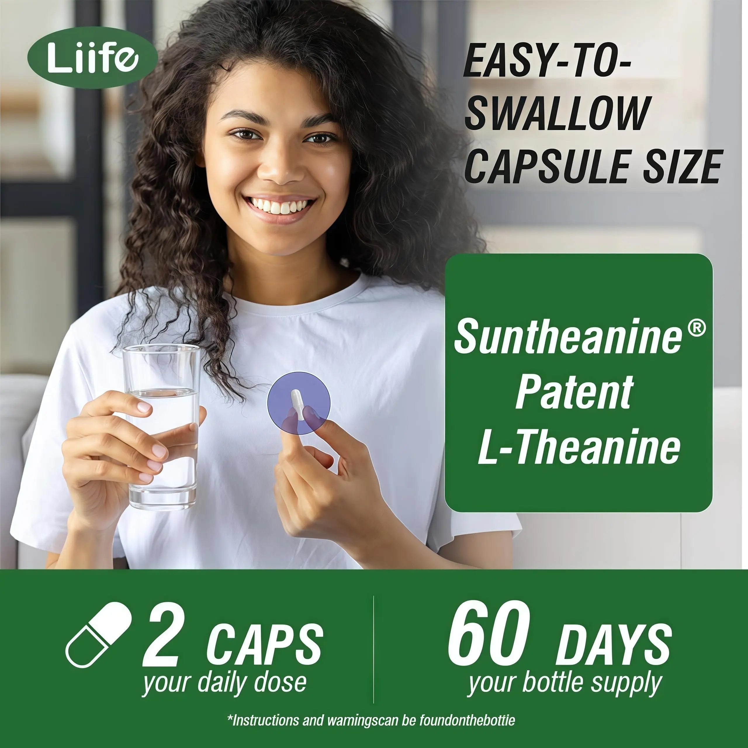 LIIFE L-Theanine (Suntheanine®) with GABA– 60 Veggie Capsules Support with Magnesium & Black Pepper for a Healthy Stress Response, Relaxation, and Focus Increases Brain Alpha-Wave Production* LIIFEnz supplements