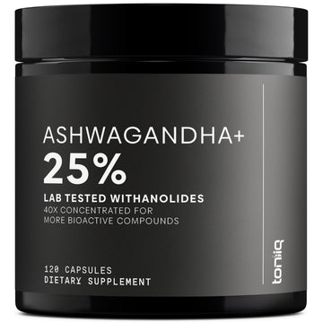 Toniiq Ashwagandha – 40:1 Concentrated Extract – 25% Withanolides – Wild Harvested in India – Highly Bioavailable with Black Pepper – Third-Party Tested – 120 Capsules - 1,300mg per Serving ToniiqAu supplements