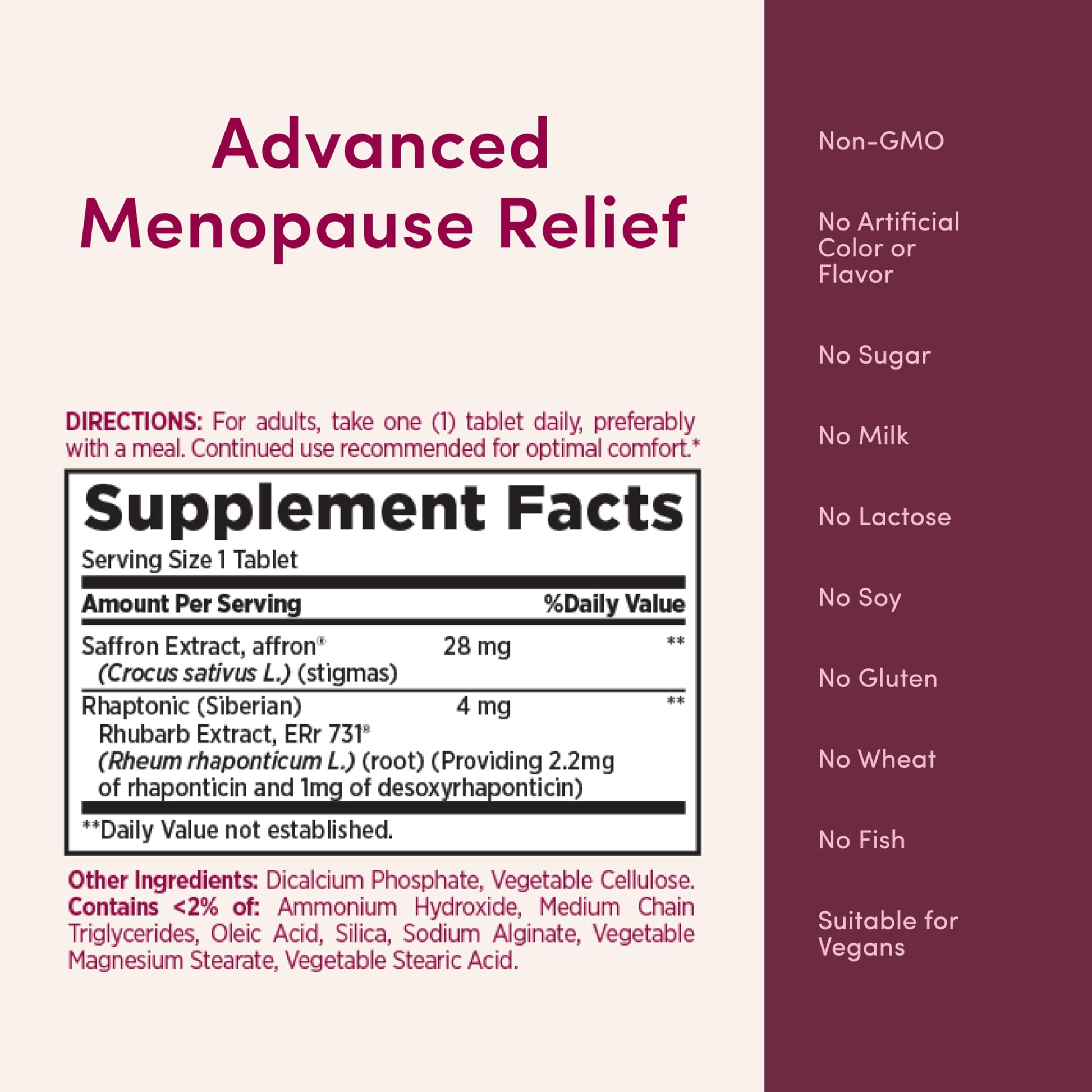 Nature’s Bounty Optimal Solutions Advanced Menopause Relief, Menopause Supplement for Women featuring Siberian Rhubarb, Hotflash Relief, No added Hormones, Drug-Free, 30 Tablets, 30 Total Servings Nature's BountyAu supplements