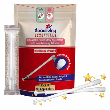 Suppository Applicators Mega Pack 30 Count Hygienic Inserter | Fits Suppositories Without Getting Stuck Inside With Our Innovative Pusher | Soft Tip, Smooth & Pain-Free Suppository Insertion Tool Goodliving EssentialsUS supplements