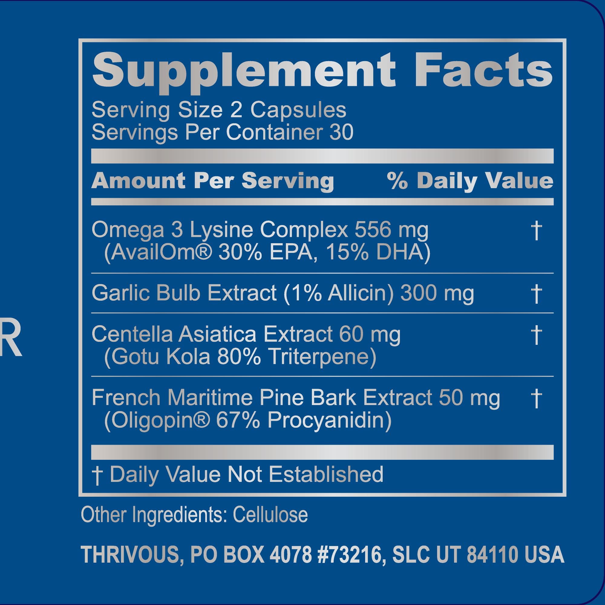 Thrivous Omega Cardioprotector – Advanced Heart & Circulation Support Supplement with AvailOm Omega-3, Garlic, Gotu Kola, Oligopin Pine Bark – 60 Vegan Capsules ThrivousAu supplements
