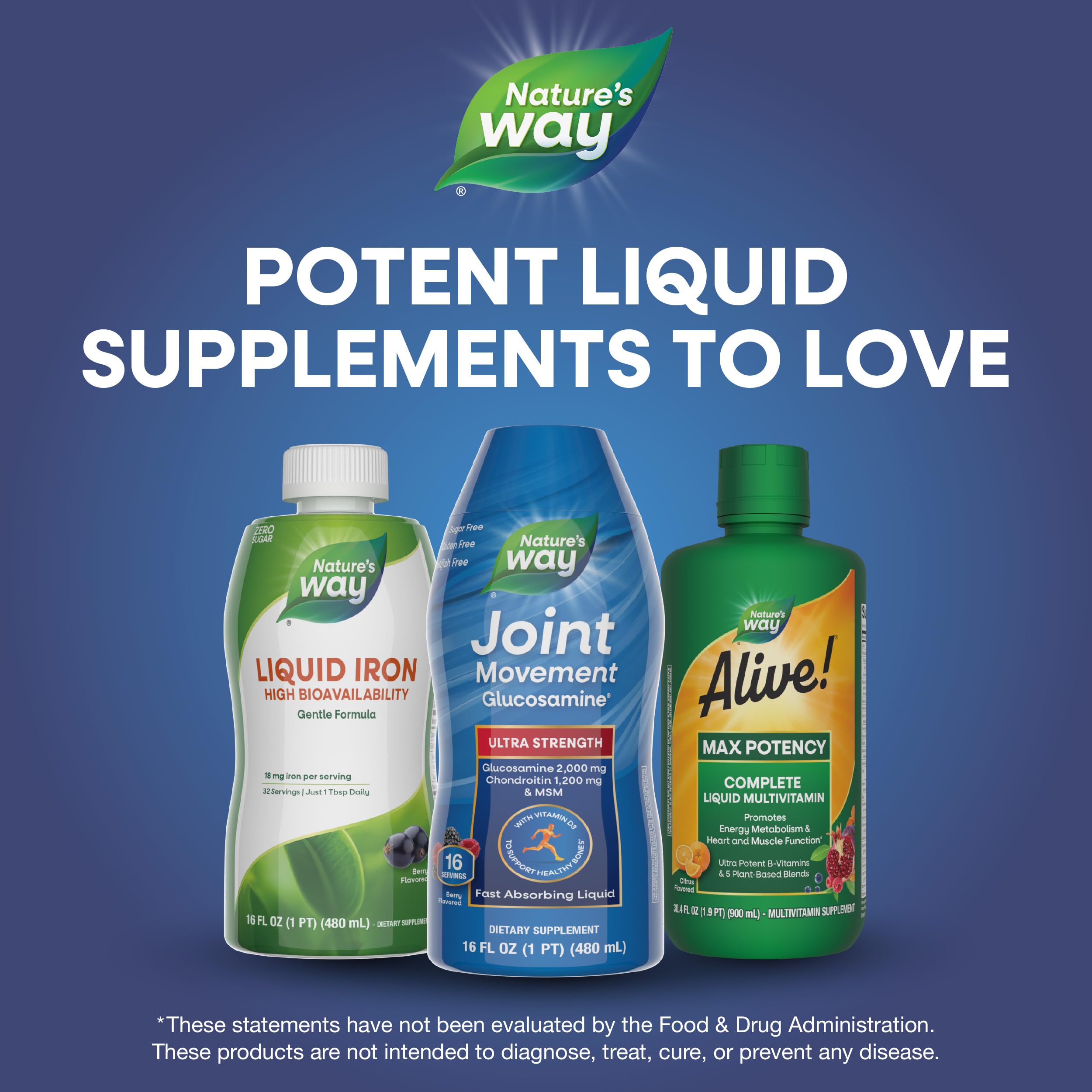 Nature's Way Joint Movement Glucosamine Fast Absorbing Liquid, Ultra Strength, Supports Healthy Bones*, Liquid Glucosamine Chondroitin, MSM with Vitamin D3, Berry Flavored, 16 Fl Oz Nature's WayAu supplements