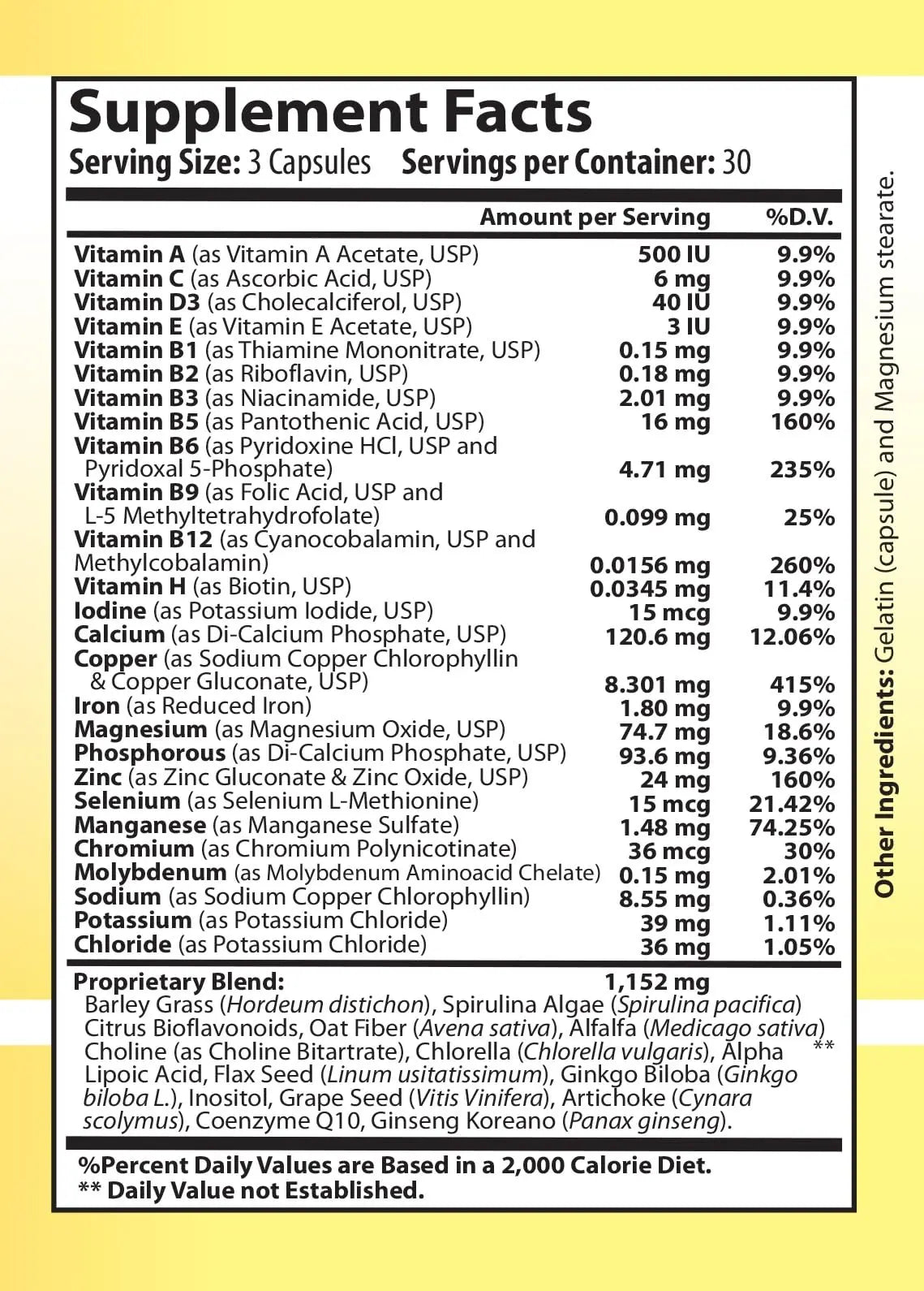 Vitamin Complex Multivitamins and Multiminerals - 12 Vitamins and 14 Minerals, Vitamin A C D3 E B1 B2 B3 B5 B6 B9 B12 H and Minerals Main ProductsAu supplements