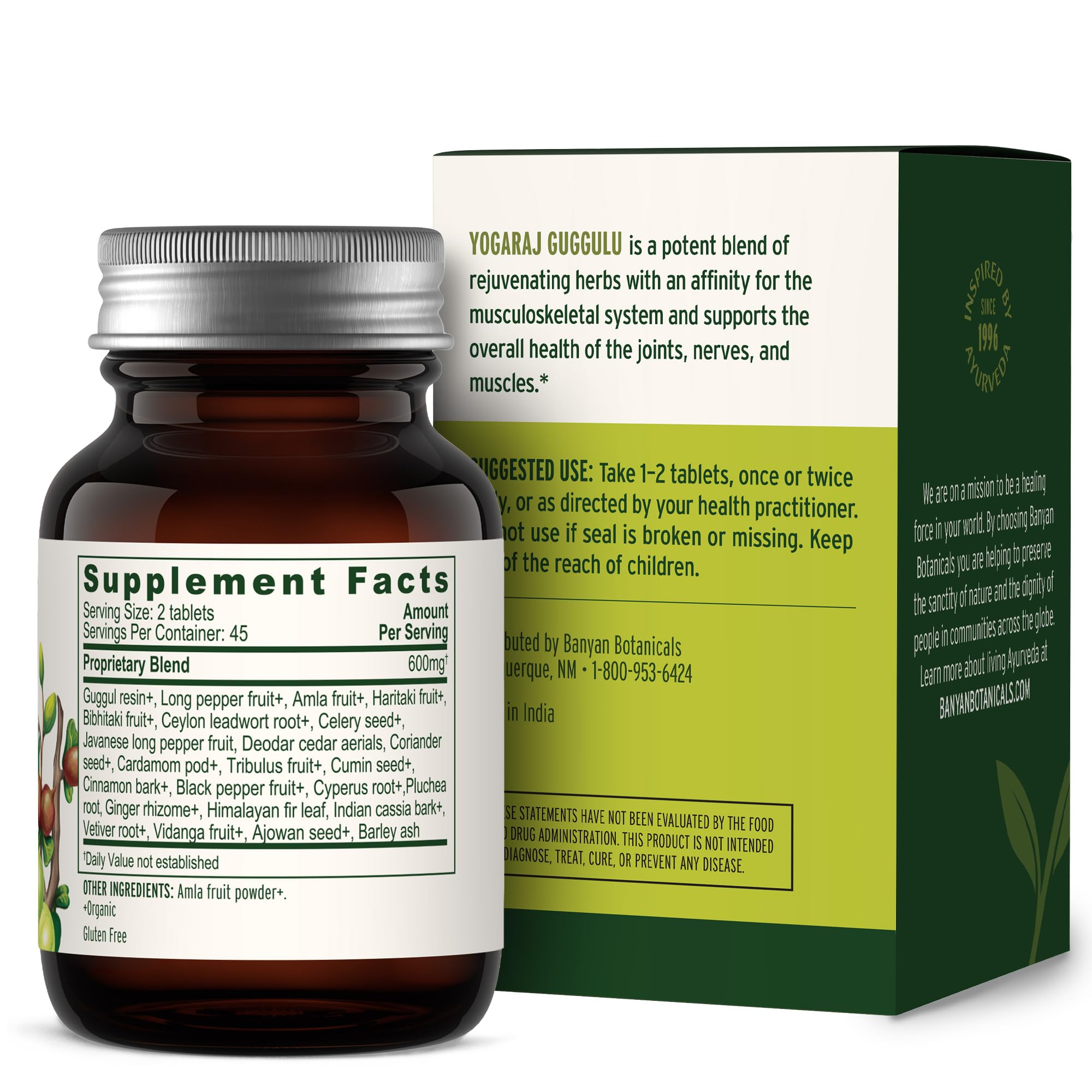 Banyan Botanicals Organic Yogaraj Guggulu – Joint Support & Mobility Supplement – Ayurvedic Herbal Blend for Flexibility, Neuromuscular Comfort – Deep Systemic Detox – 90 Tablets – USDA Organic* Banyan BotanicalsAu supplements