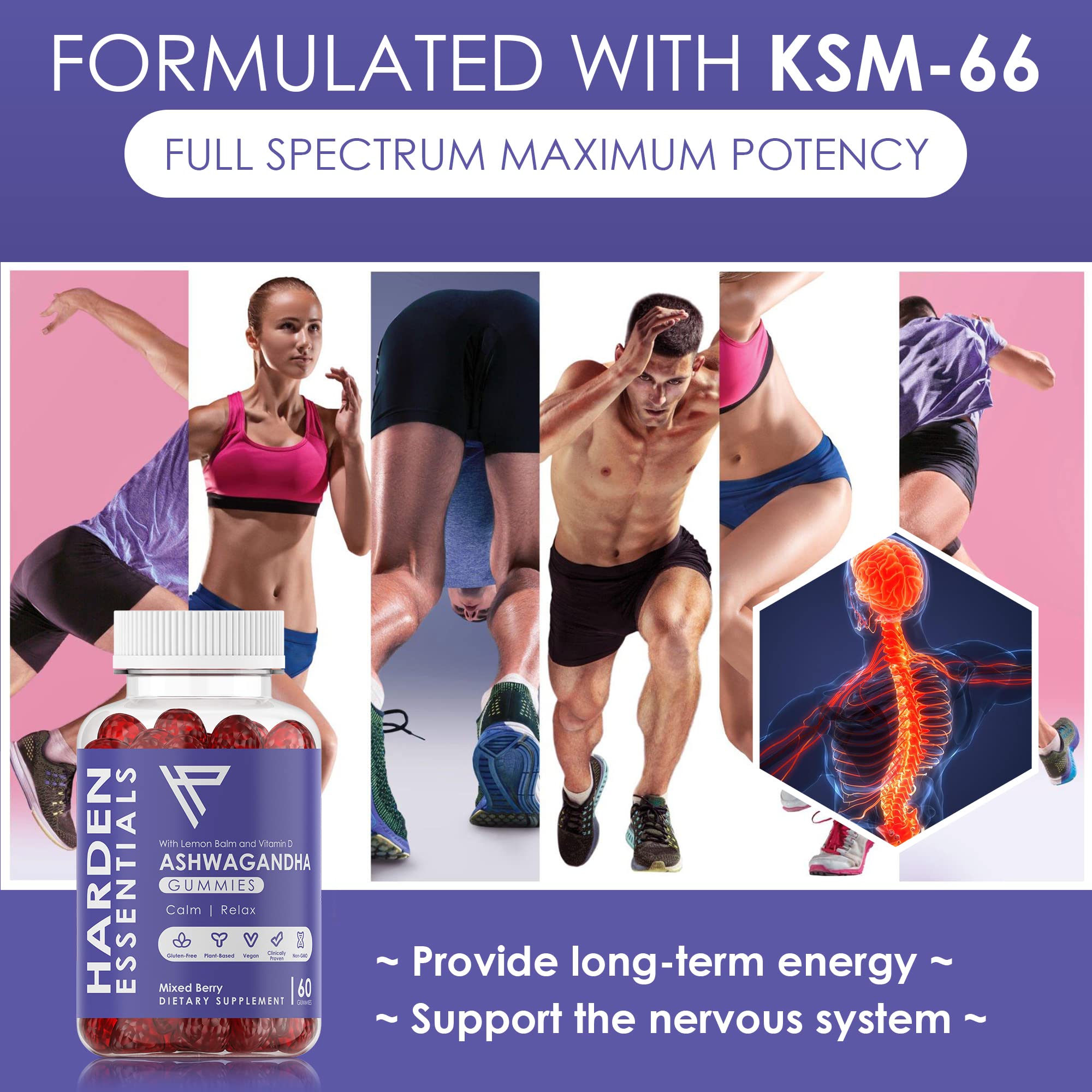 KSM-66 Ashwagandha Gummies 750mg Per Gummy – 1,500mg Per Serving – Stress & Cortisol Support – with Lemon Balm & Vitamin D – 60 Count (30 Day Supply) – Vegan – Harden Essentials Harden essentialsAu supplements