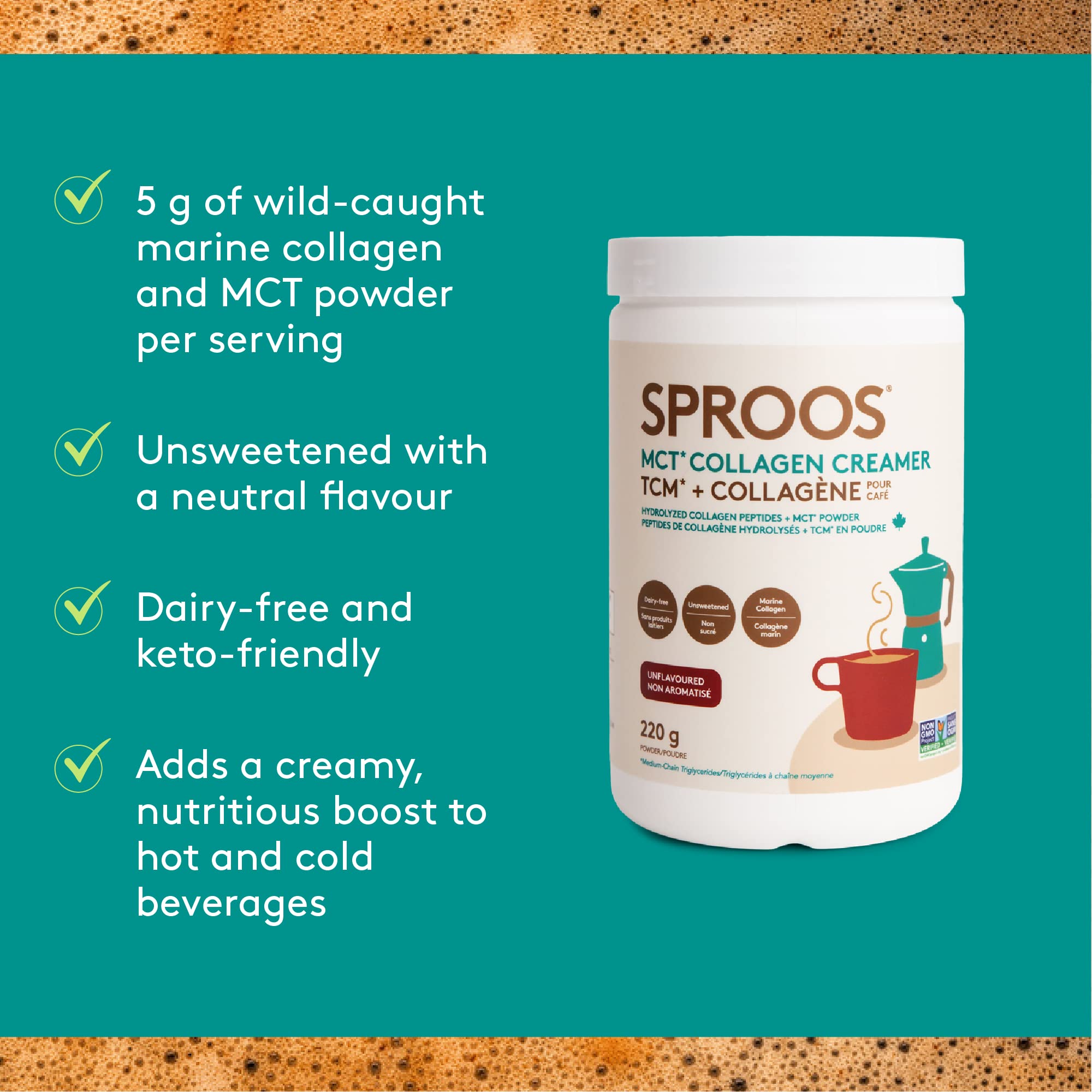 SPROOS - MCT Collagen Creamer - Beverage Powder - Hydrolised Collagen Peptides & MCT Powder - Healthy Fats SPROOSAu supplements