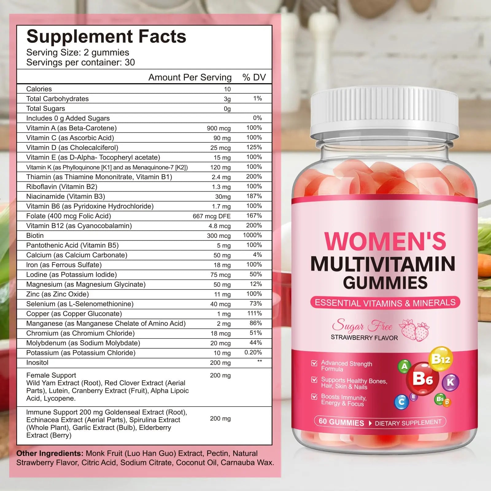 Women's Multivitamin Gummy, Vitamins A, C, D, E, K, B6, and B12 Womens Daily Multivitamin Gummy for Hair,Skin & Nails, Immune Energy FrovetaniAu supplements