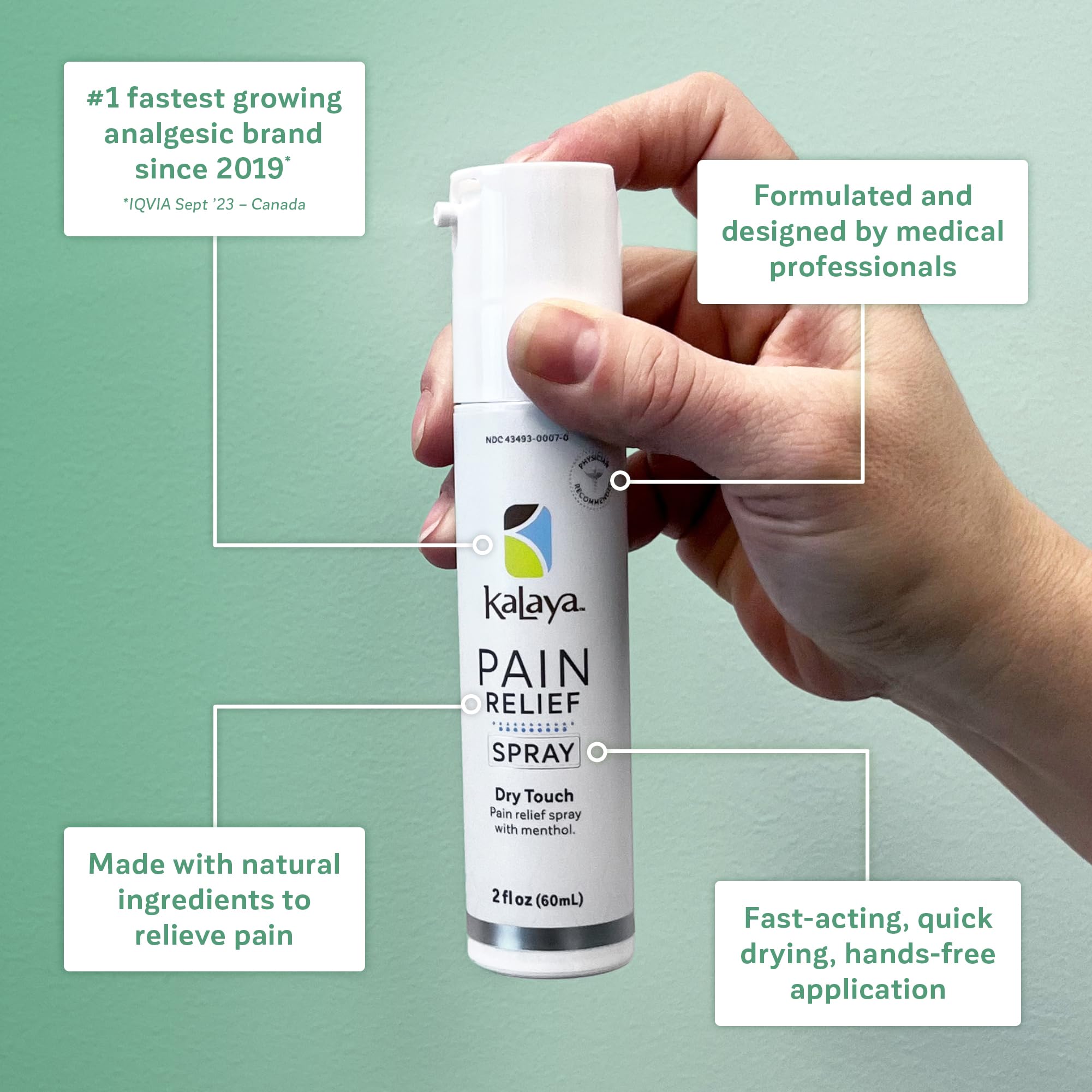 Kalaya Pain Relief Spray - Fast-Acting, Quick-Drying Muscle Rub for Joint Pain Relief and Muscle Pain - with Eucalyptus, Menthol, Methyl Salicylate, Camphor - Ideal for Easing Back Pain - 2 oz Kalaya NaturalsAu supplements