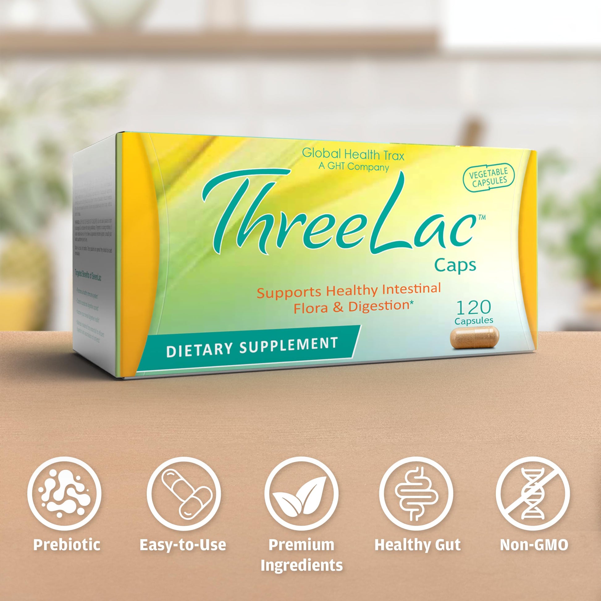 Global Health Trax GHT - ThreeLac Probiotic Capsules, 480 Count - Comprehensive Digestive Support for Men, Women, and Children - Immune System and Gut Balance, Non-GMO ght Global Health TraxAu supplements