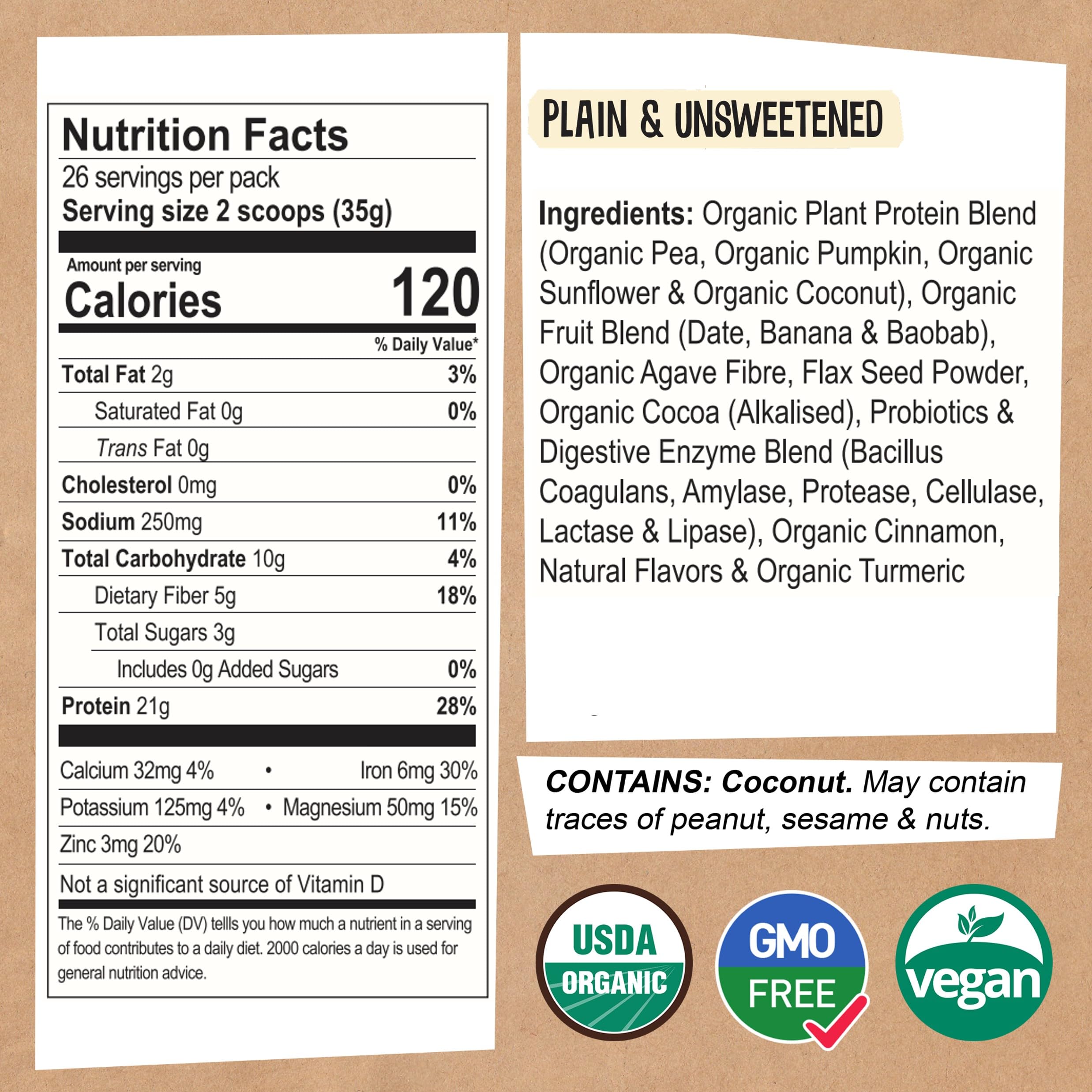 EarthChimp Organic Vegan Protein Powder - with Probiotics - Non GMO, Dairy Free EarthChimpUS supplements