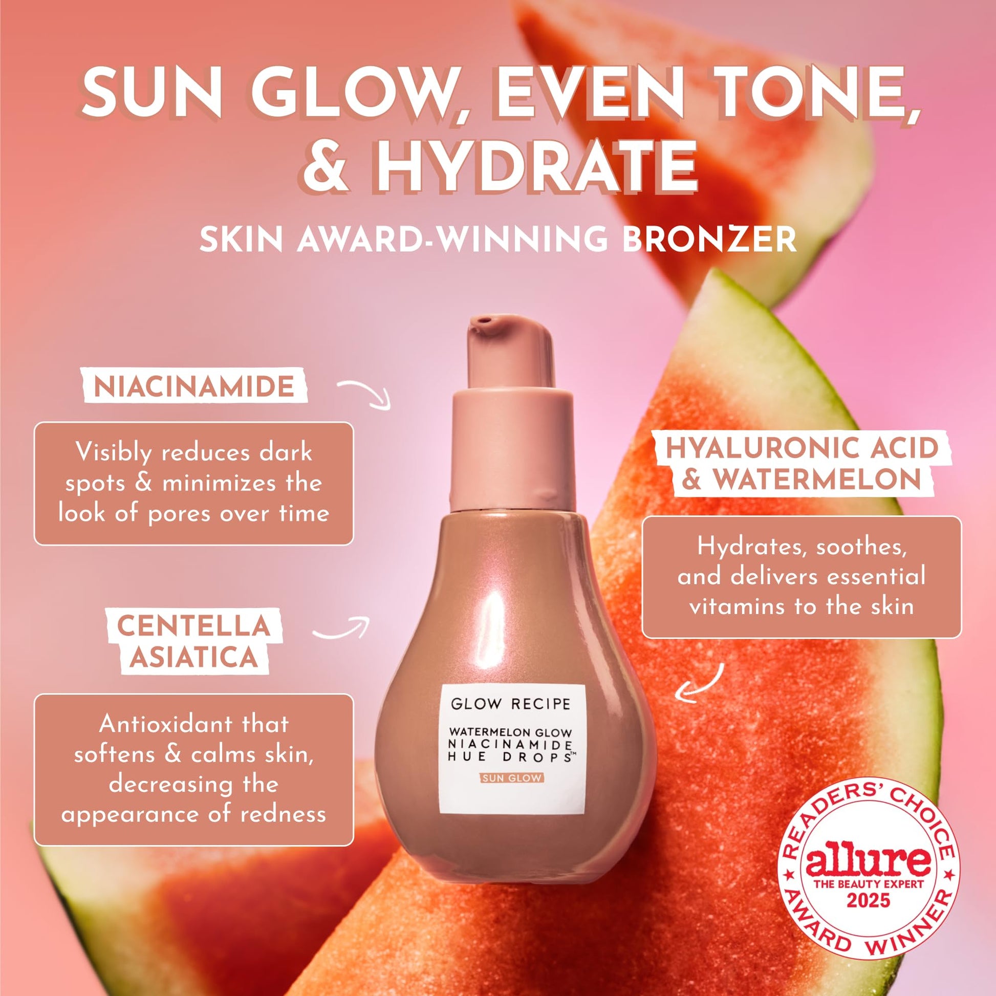 Glow Recipe Hue Drops Bronzing Drops, Tinted Face Serum, Glow Primer + Liquid Highlighter, Niacinamide + Hyaluronic Acid, Radiant Warm Glow, Sunglow (40ml) Glow RecipeAu supplements