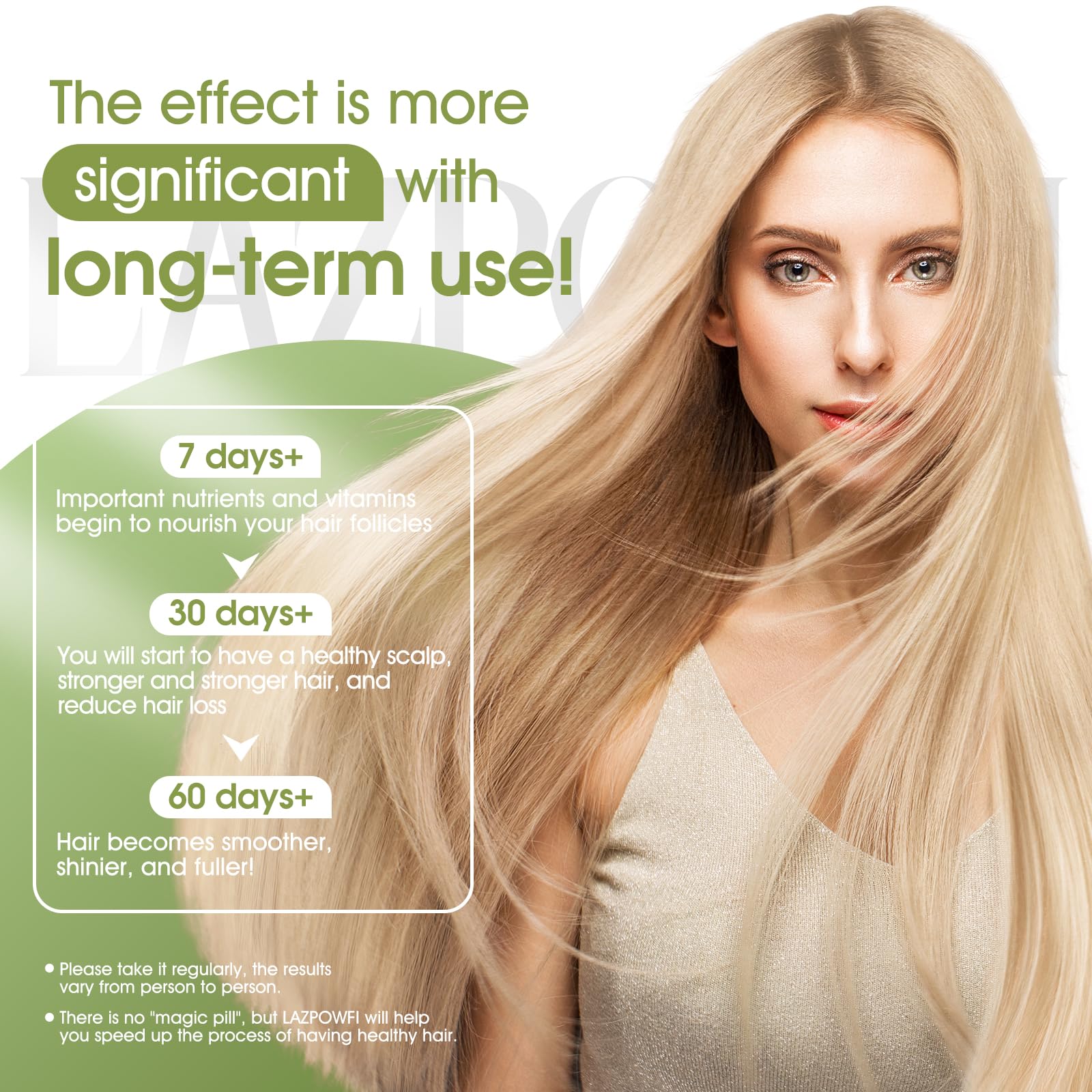 Lazpowfi Hair Growth Supplement, Biotin 10000mcg, 32-in-1 with Vitamin A, B3, C, Magnesium, Calcium, Hair Growth Products, Supports Hair & Nails Natural Growth Vitamins, for Women & Men - 30 Servings LazpowfiAu supplements