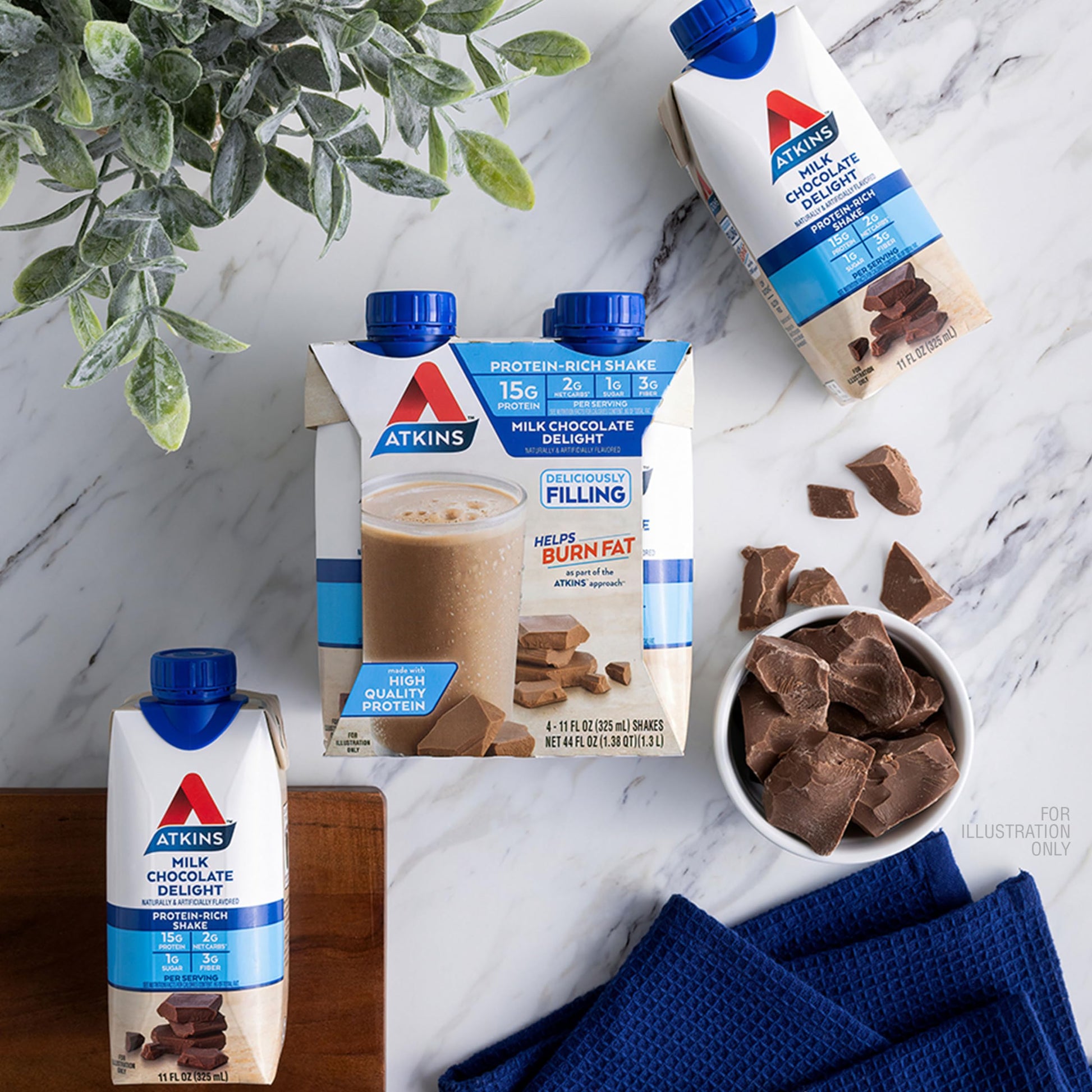 Atkins Milk Chocolate Delight Protein Shake, 15g Protein, Low Glycemic, 2g Net Carb AtkinsUS supplements