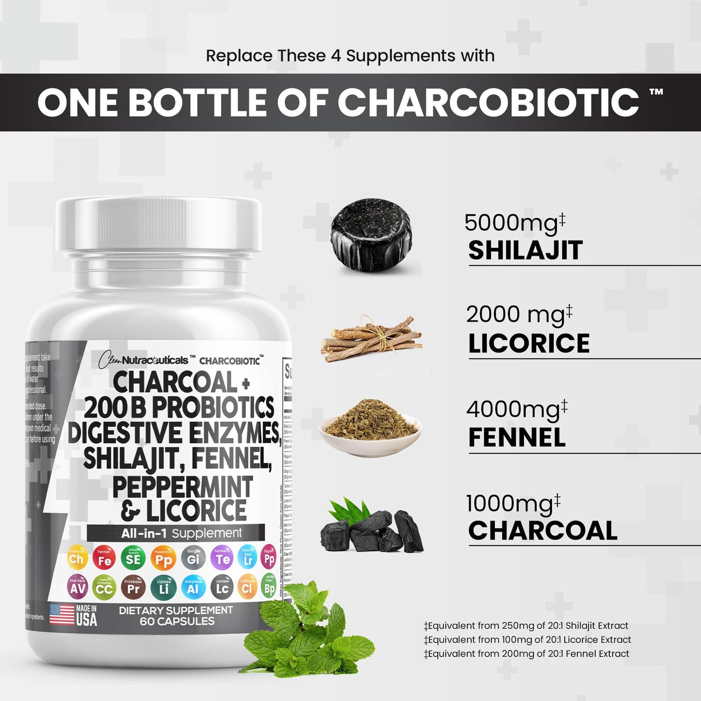 Clean Nutra Activated Charcoal Capsules 1000mg Shilajit 5000mg Pills Clean NutraceuticalsUS supplements