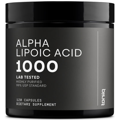 Toniiq 1000mg Ultra High Strength Alpha Lipoic Acid Capsules - Highly Purified 99%+ USP Standard - 120 Capsules ALA Supplement ToniiqUS supplements