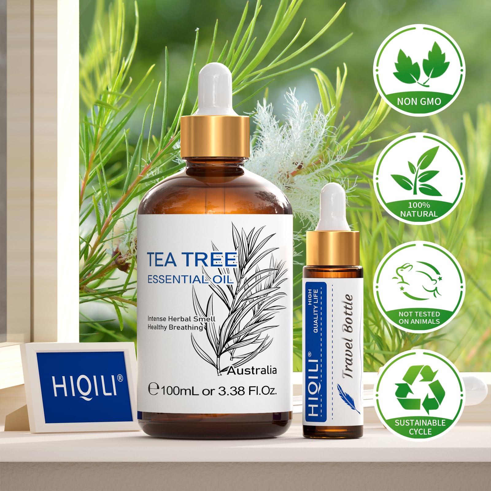 HIQILI Tea Tree Essential Oil (100 ML), 100% Pure for Toenail Fungus, Hair Damage HIQILIAu supplements