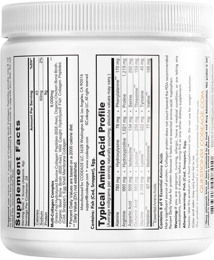 Codeage Multi Collagen Protein Powder Peptides, Hydrolyzed, Type I, II, III, V, X Grass Fed All in One Super Bone CodeageUS supplements