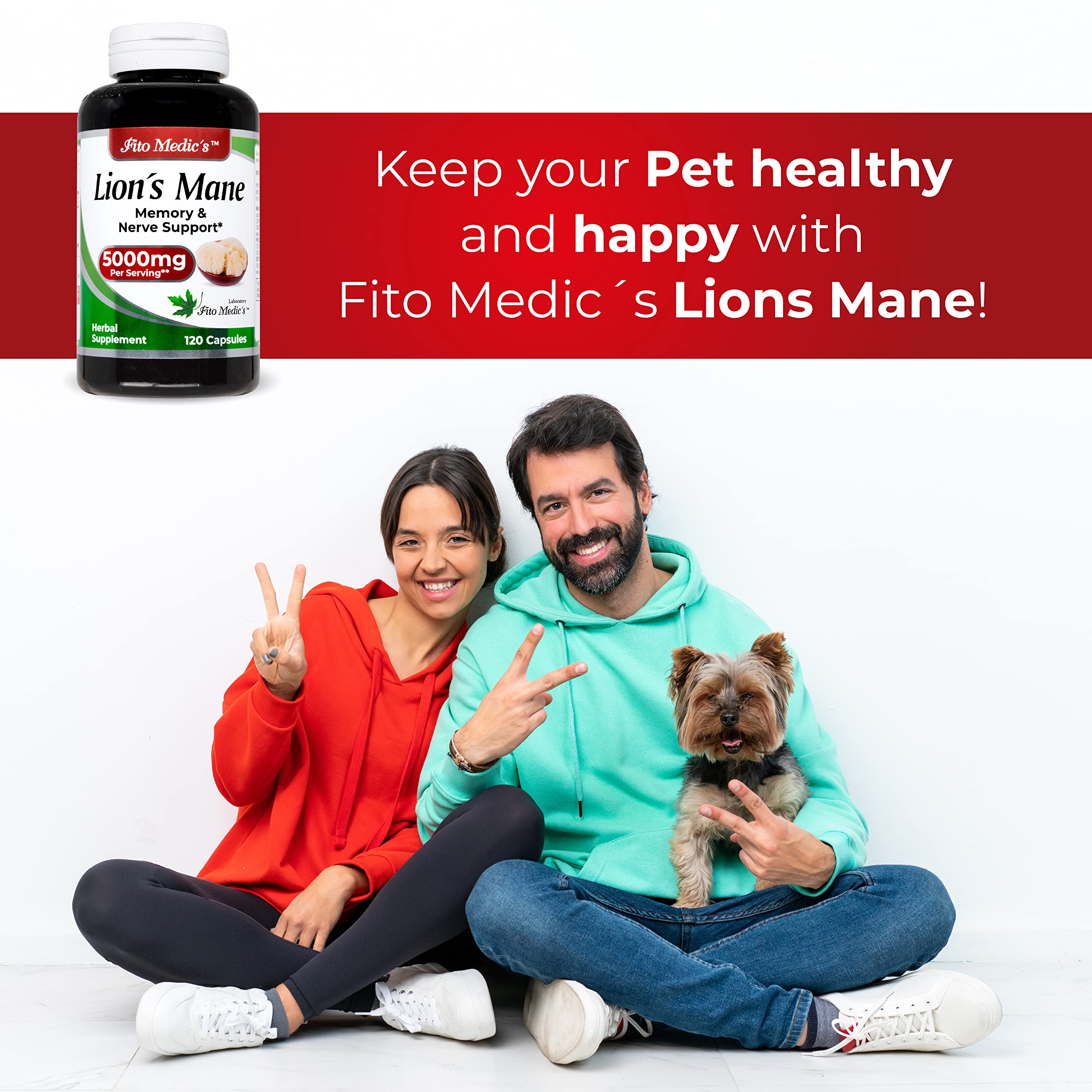 Lab | Lions Mane | 5000 mg per Serving | 120 Capsules | lions mane supplement | lions mane FITO MEDIC'SAu supplements