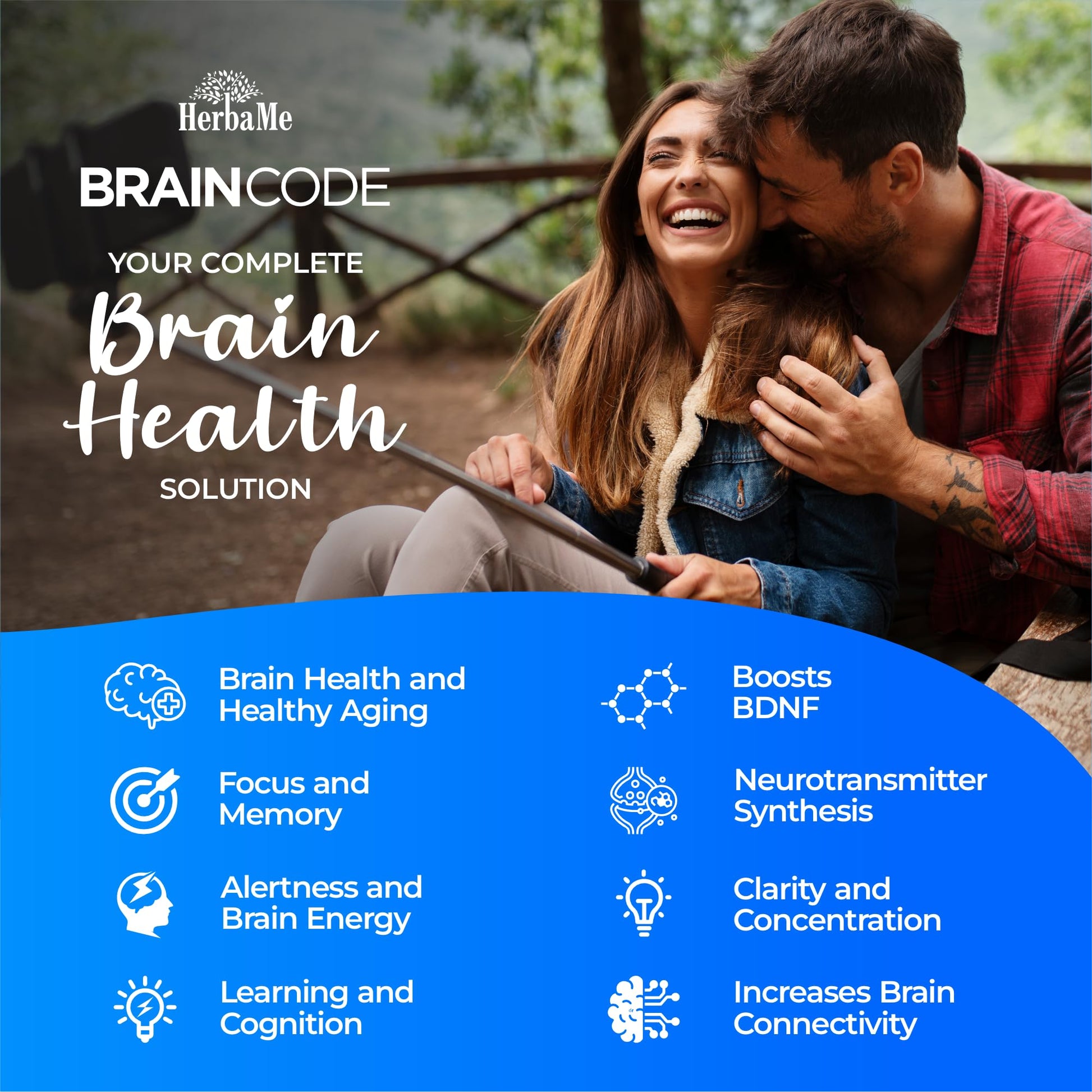 HerbaMe Brain Code Nootropic Brain Supplement for Memory and Focus | Supports Cognitive Health & Mental Clarity, Enhance Concentration | 90 Capsules HerbaMeAu supplements