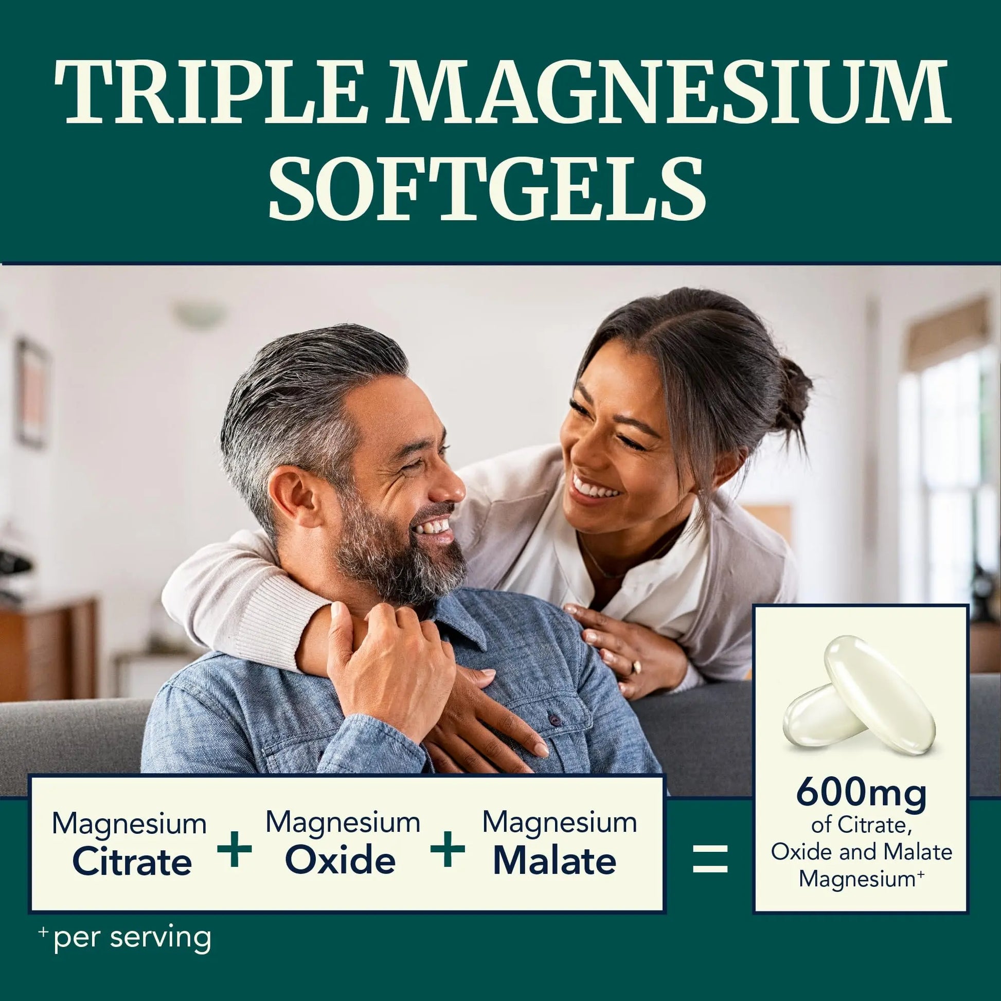 Triple Magnesium Softgels | Citrate, Malate, & Oxide | Highly Absorbable Magnesium Supplement for Digestion, Calm, Leg Cramps, & Sleep Support | 300mg Complex | Easy to Swallow Soft Gels | 60 Count Nobi Nutritionnz supplements