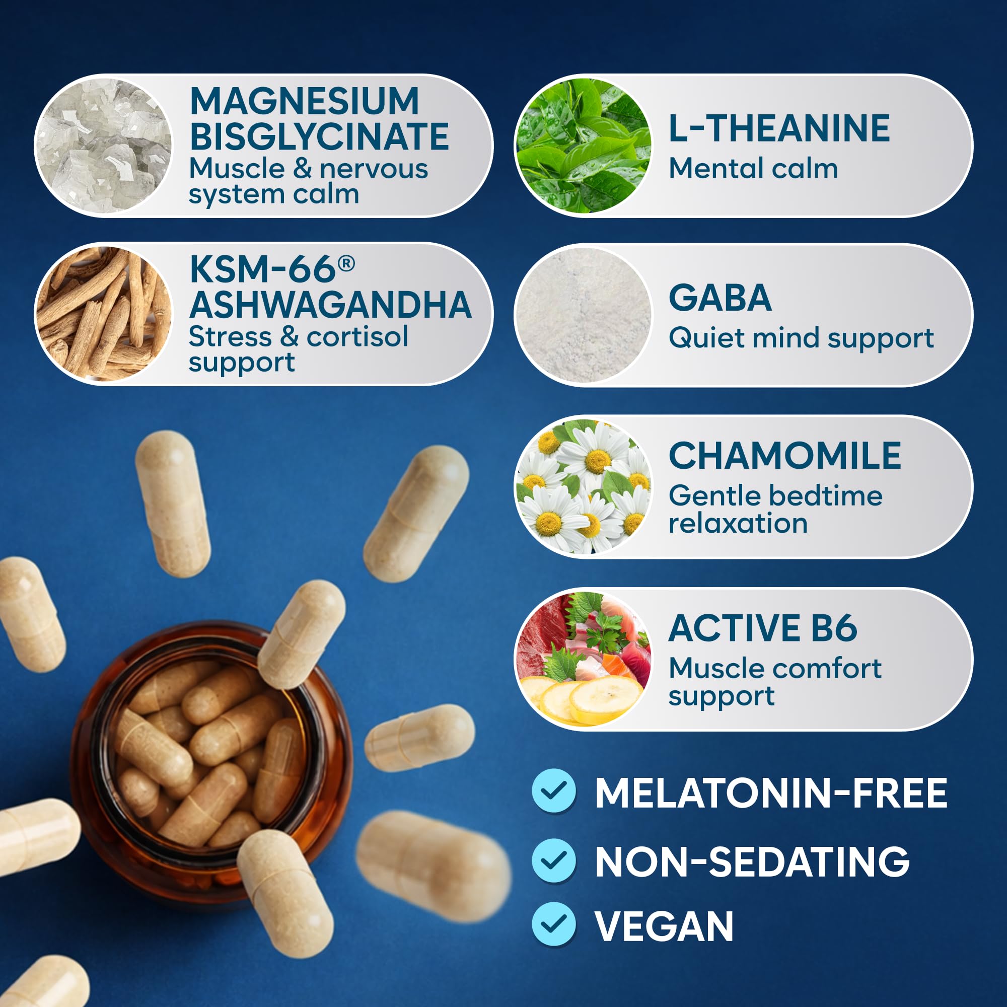 Natural Chelated Magnesium Glycinate Sleep Aid - Melatonin-Free Sleep & Stress Relief with KSM-66 Ashwagandha, GABA, L-Theanine & Chamomile for Muscle Relaxation - Made in USA - 90 Capsules FacimeAu supplements