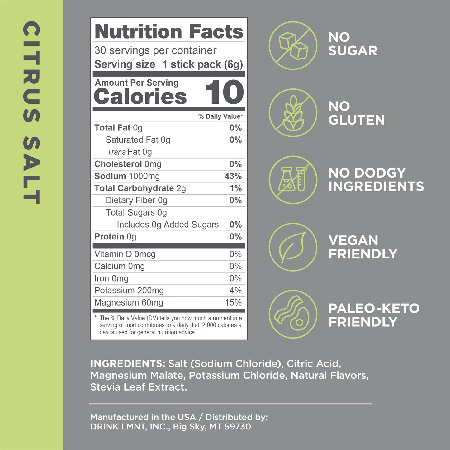 LMNT Zero-Sugar Electrolytes - Citrus Salt - Hydration Powder Packets | No Dodgy Ingredie Drink LMNTUS supplements