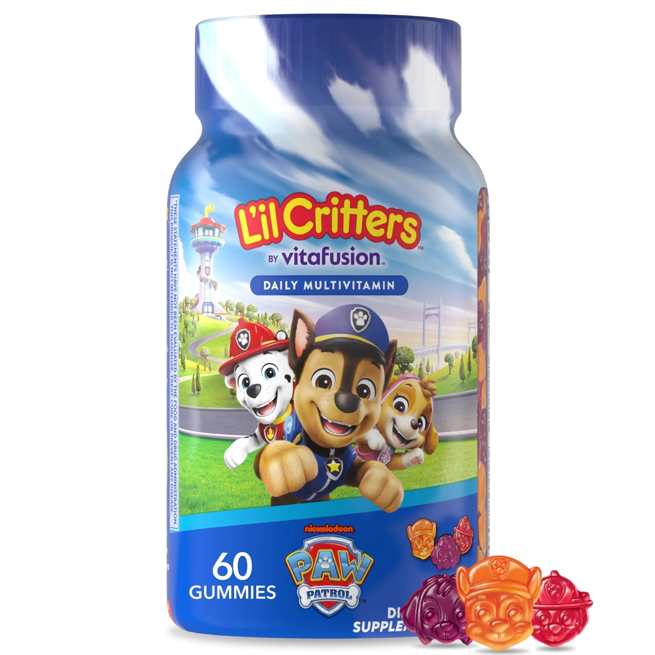 L’il Critters Paw Patrol Gummy Vites Daily Gummy Multivitamin for Kids, Vitamin C, D3 for Immune Support Cherry, Orange Lil CrittersAu supplements