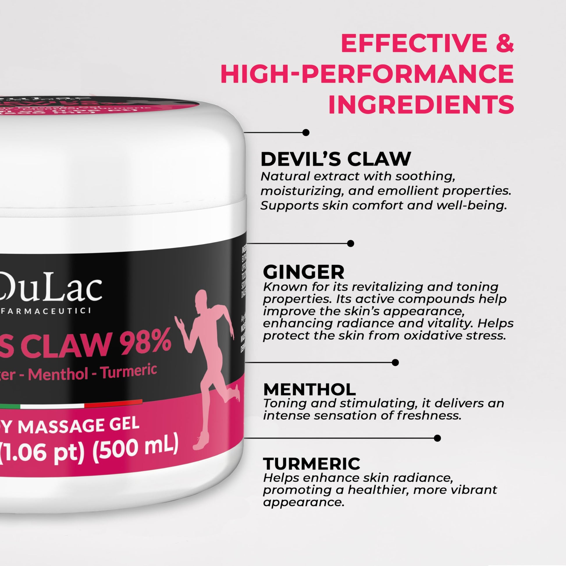 Dulac - Devil's Claw 98% Cream Maximum Strength 16.9 Fl Oz, Natural Joint and Muscle Comfort Cream, Enriched with Menthol for Cool Effect DULÀC FARMACEUTICI 1982Au supplements