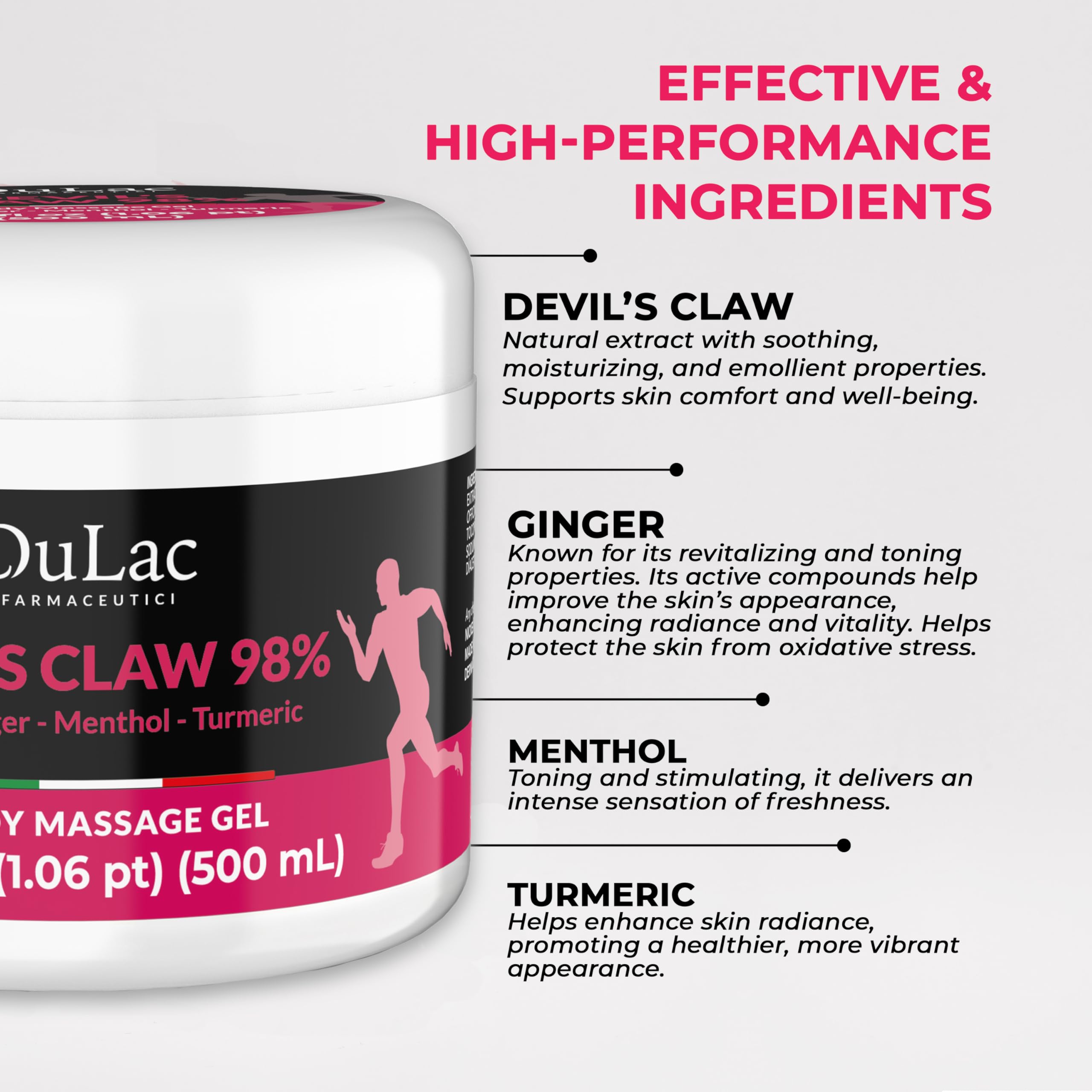 Dulac - Devil's Claw 98% Cream Maximum Strength 16.9 Fl Oz, Natural Joint and Muscle Comfort Cream, Enriched with Menthol for Cool Effect DULÀC FARMACEUTICI 1982Au supplements